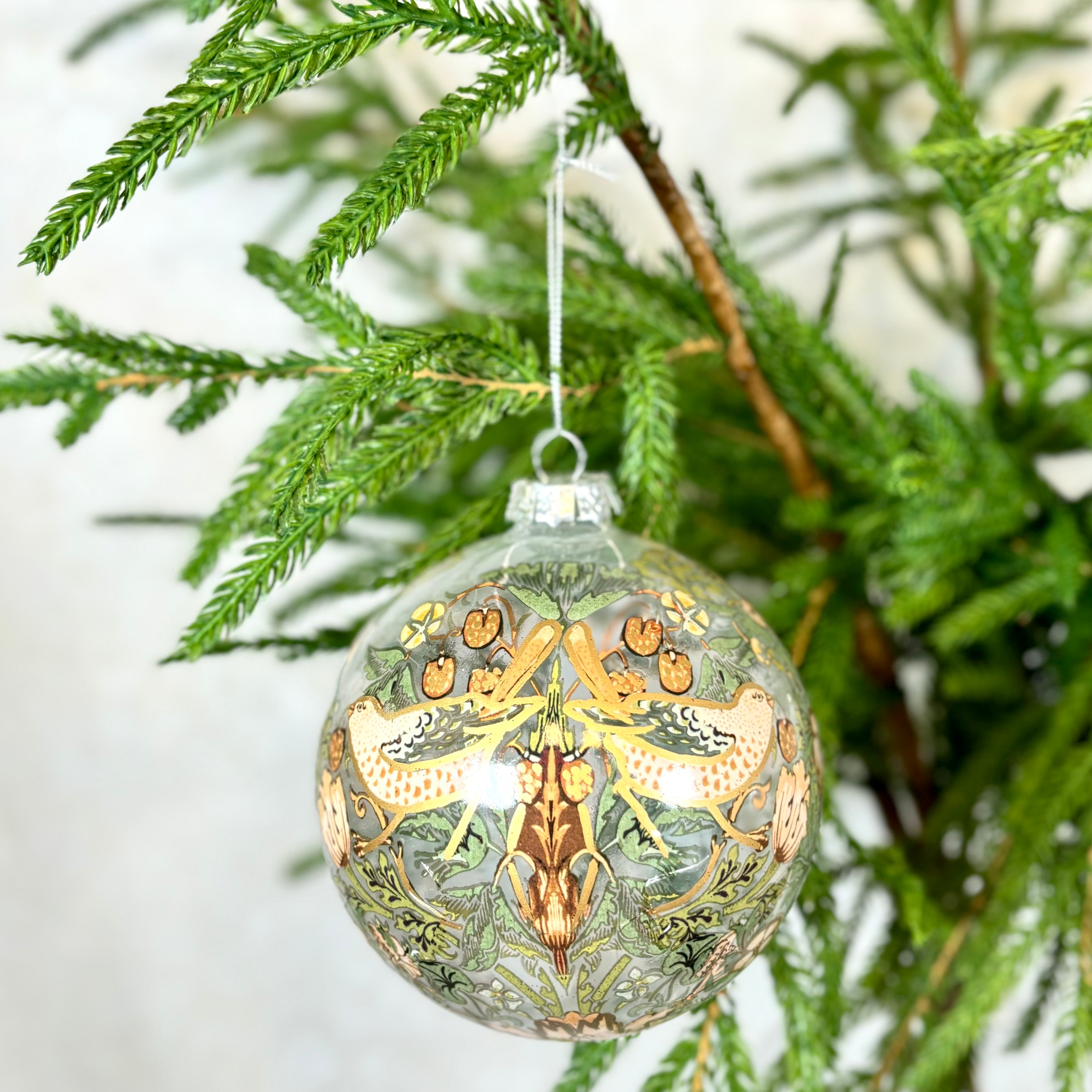 Gold Birds Glass Ball Ornament