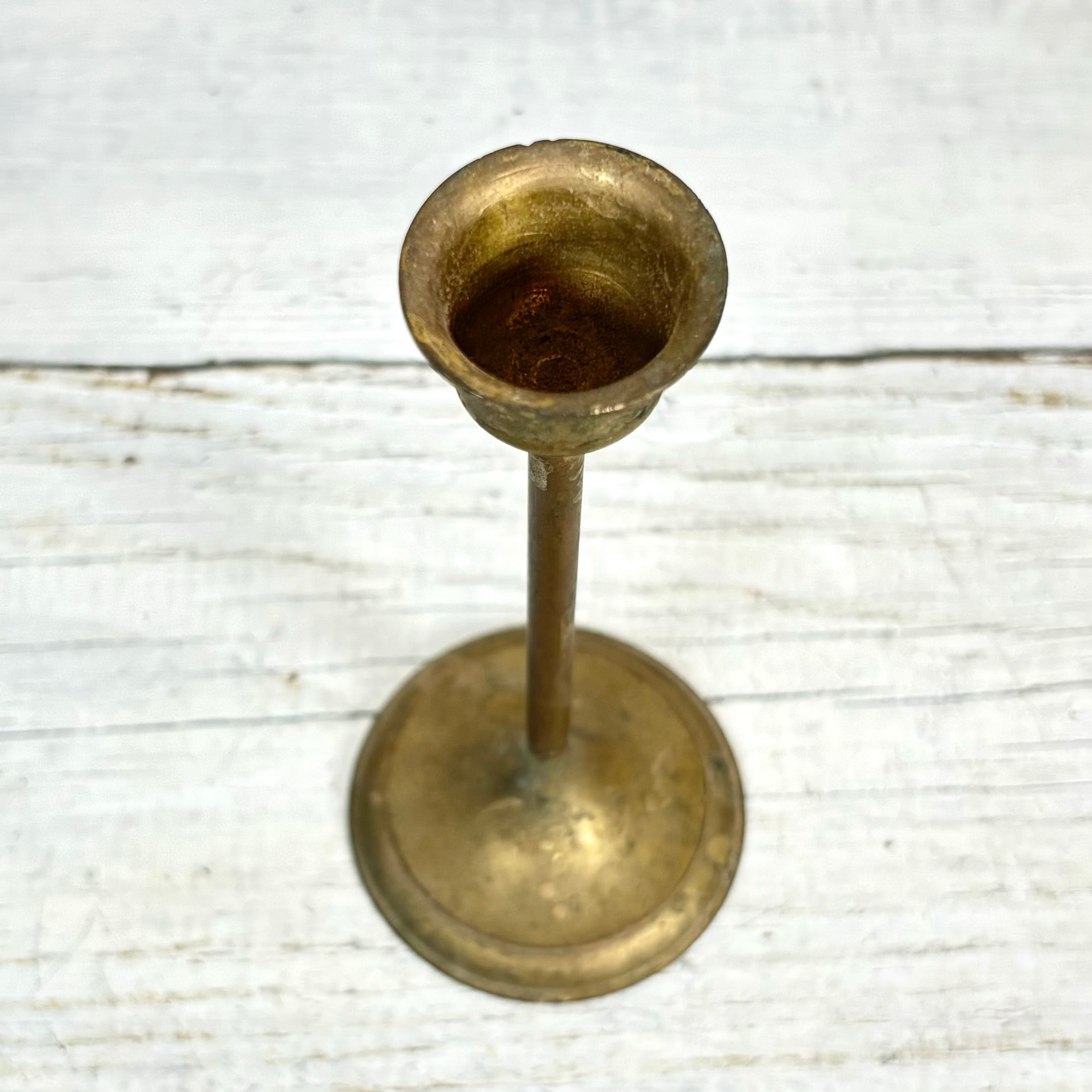 Vintage Skinny Brass Taper Candle Holder