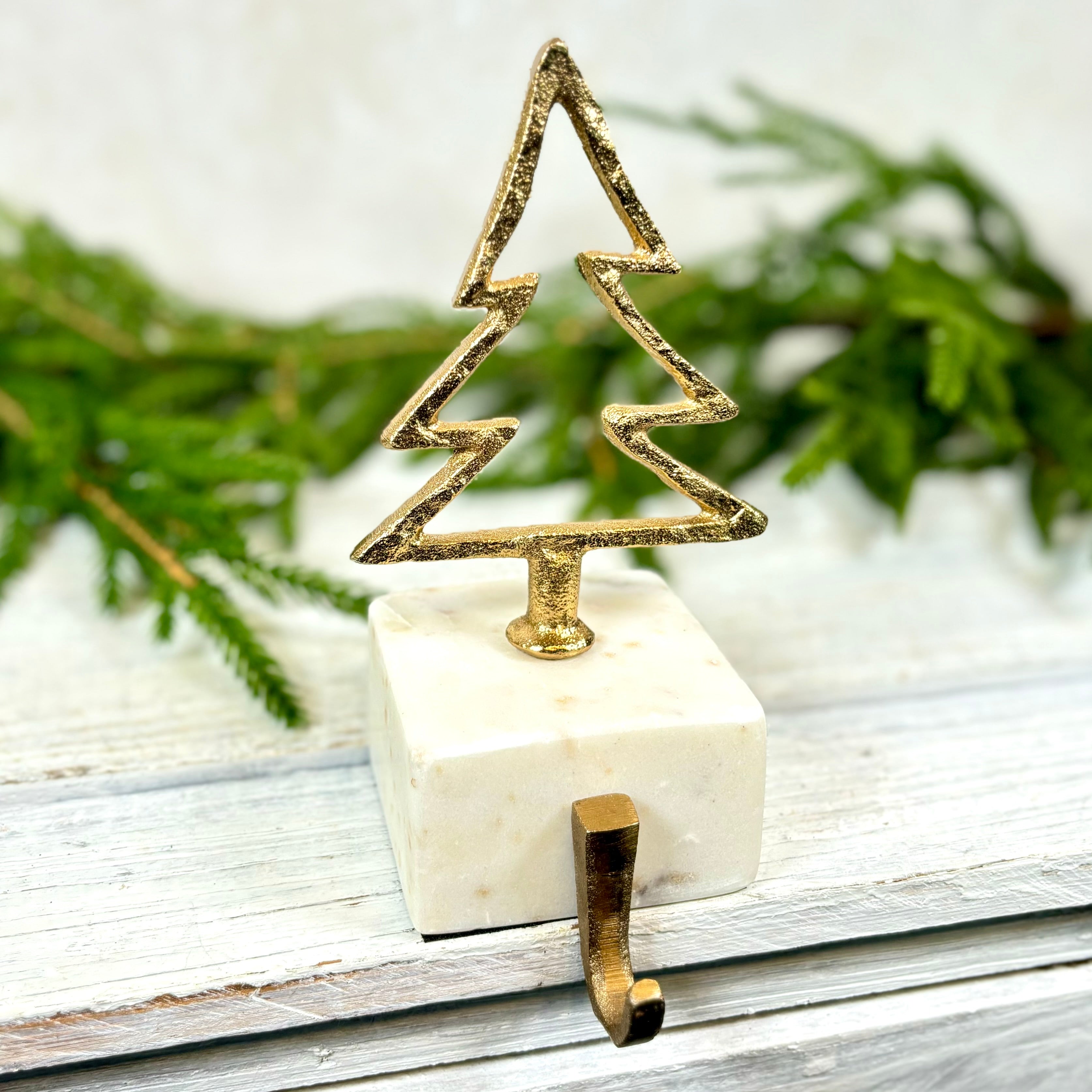 Gold Metal Tree Stocking Holder