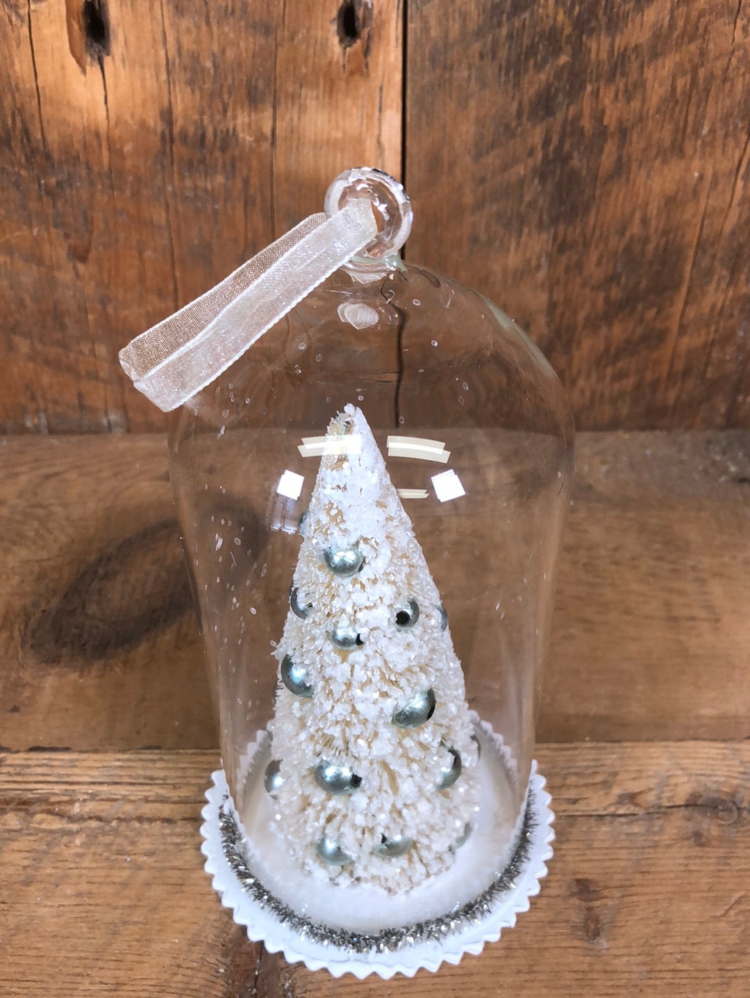 Medium Bottle Brush Tree in Glass Dome Ornament