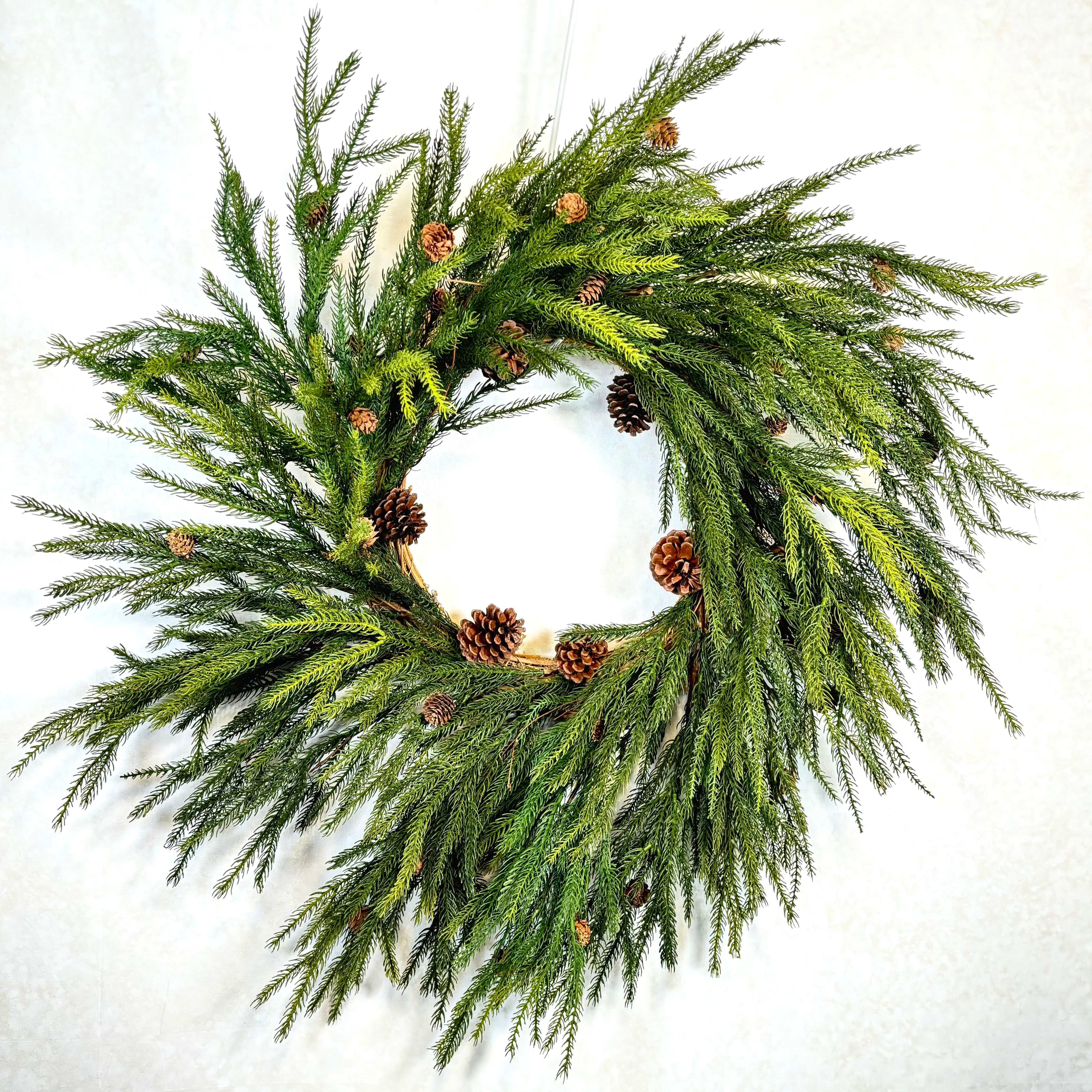 32"D Cypress Wreath with Pinecones