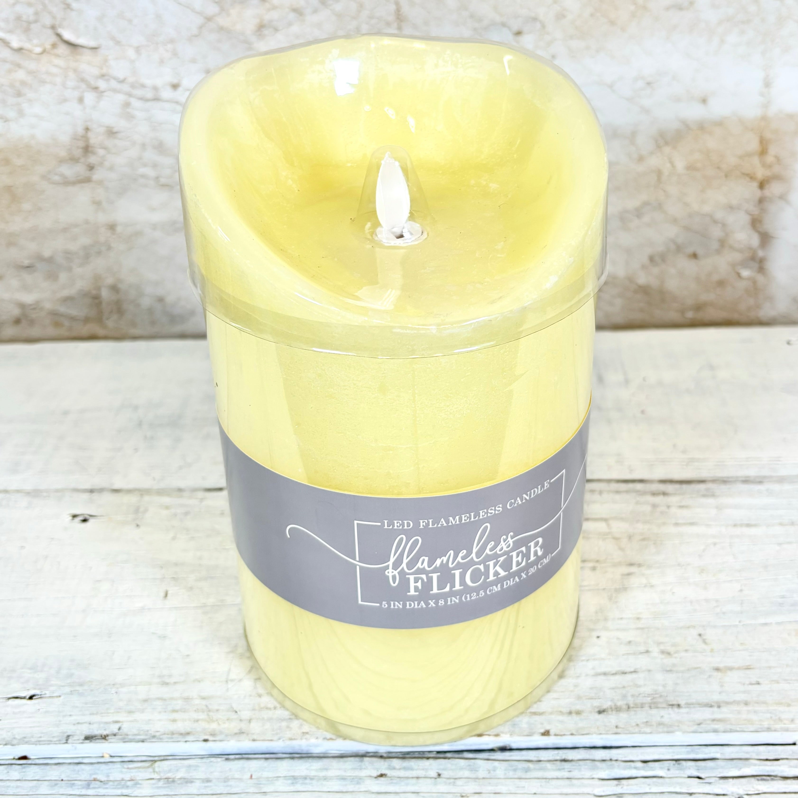 Flameless Flickering Candle with Timer Ivory Large