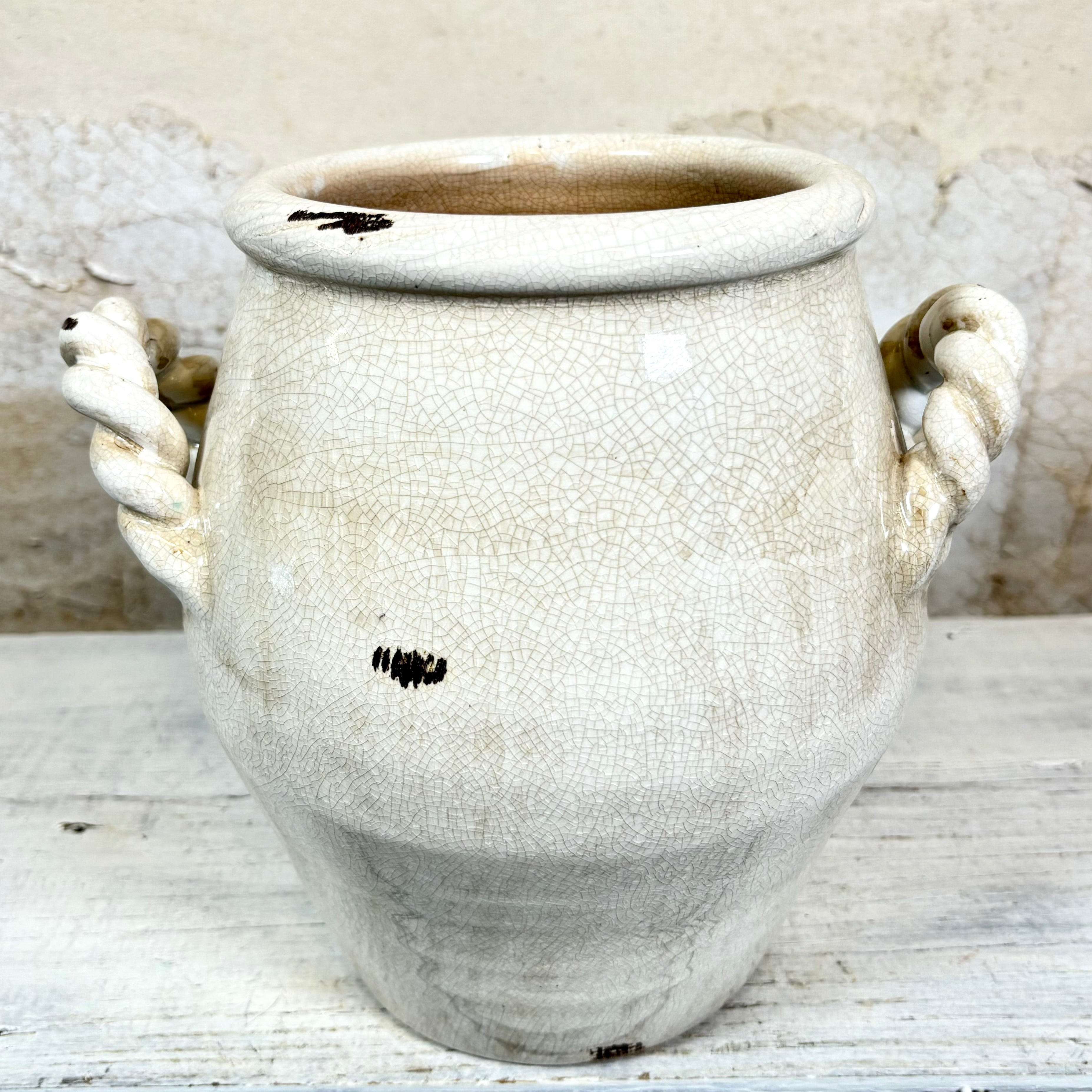 Stoneware Potbelly White Vase Glazed White