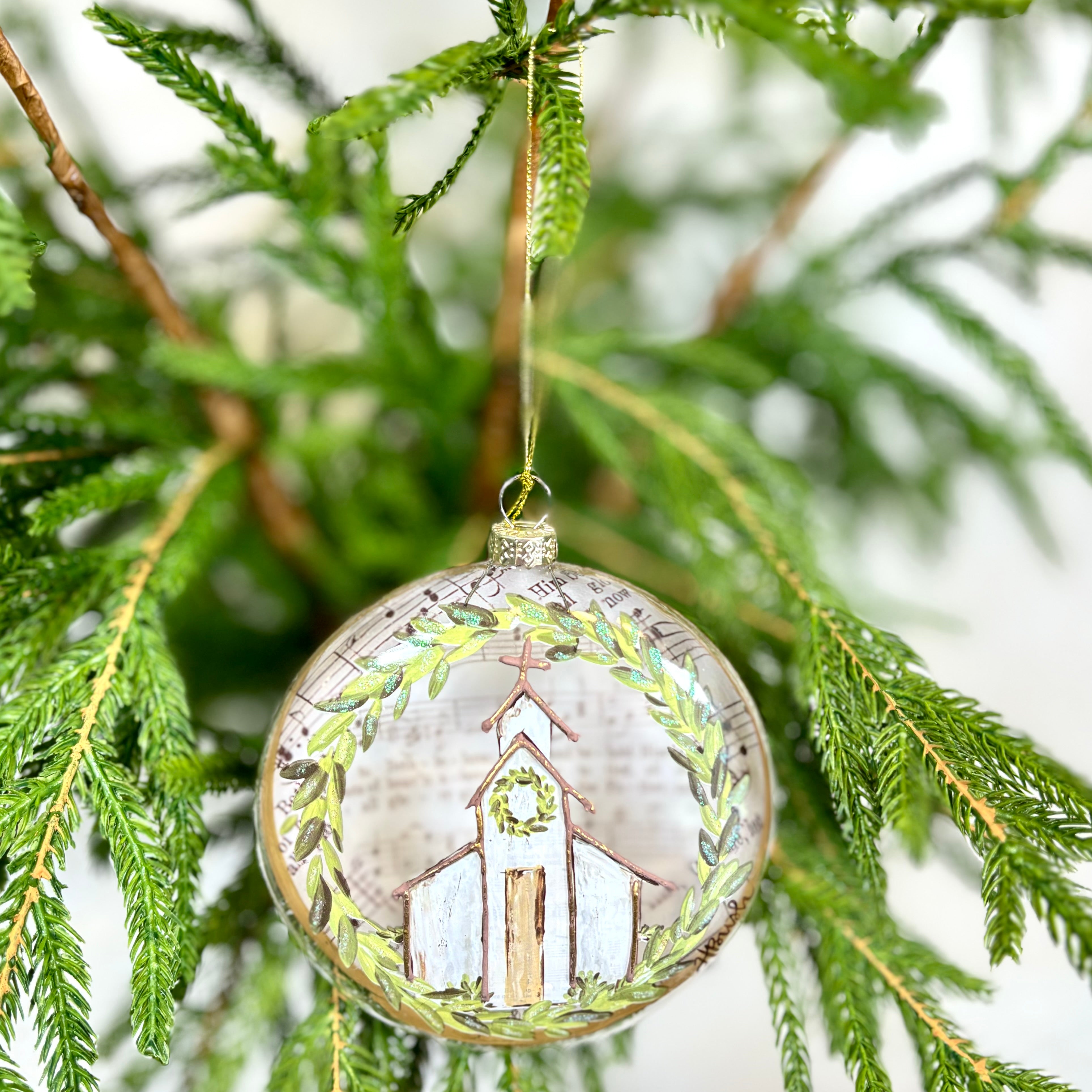 Music Sheet Church Glass Disc Ornament