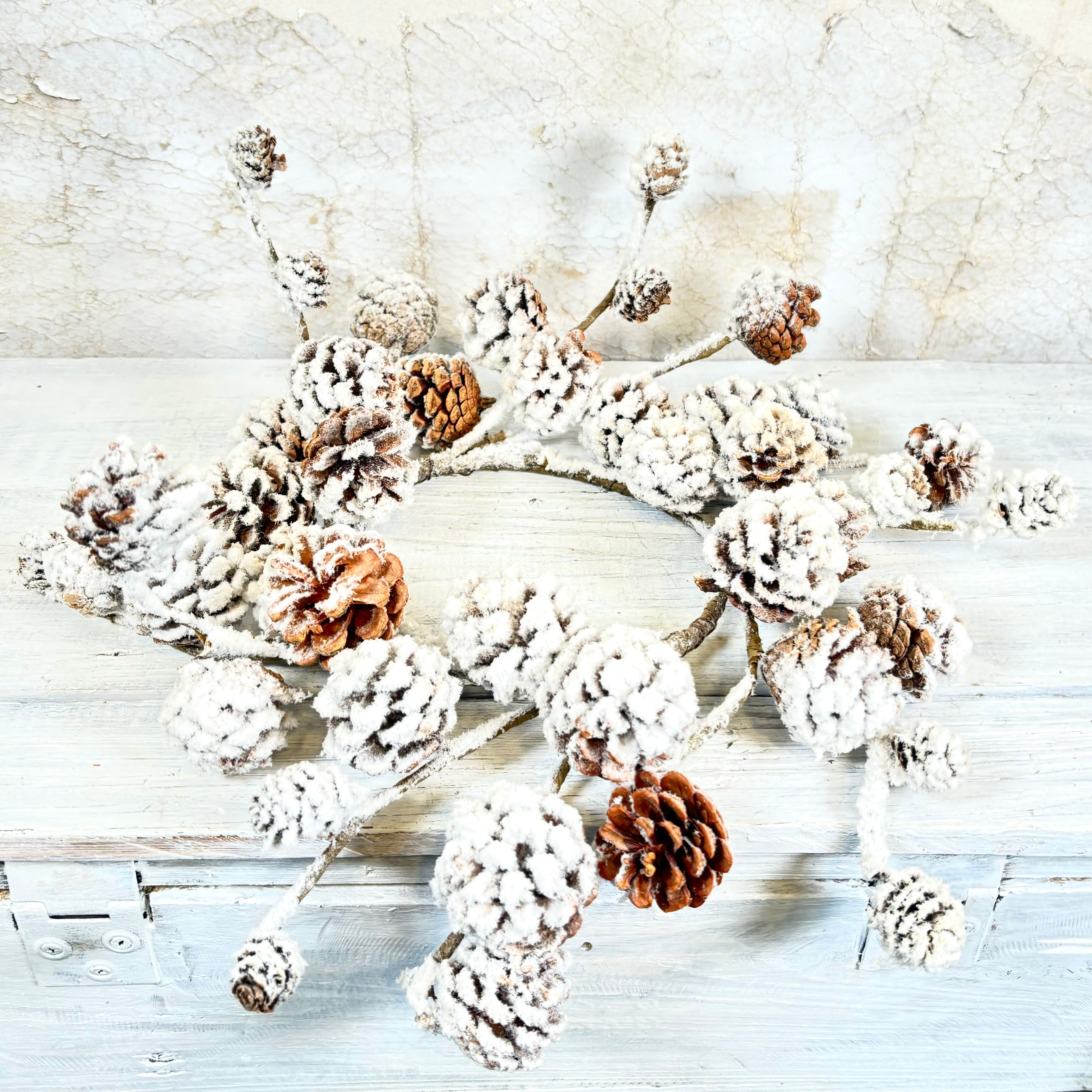 Snowy Pine Cone Candle Ring