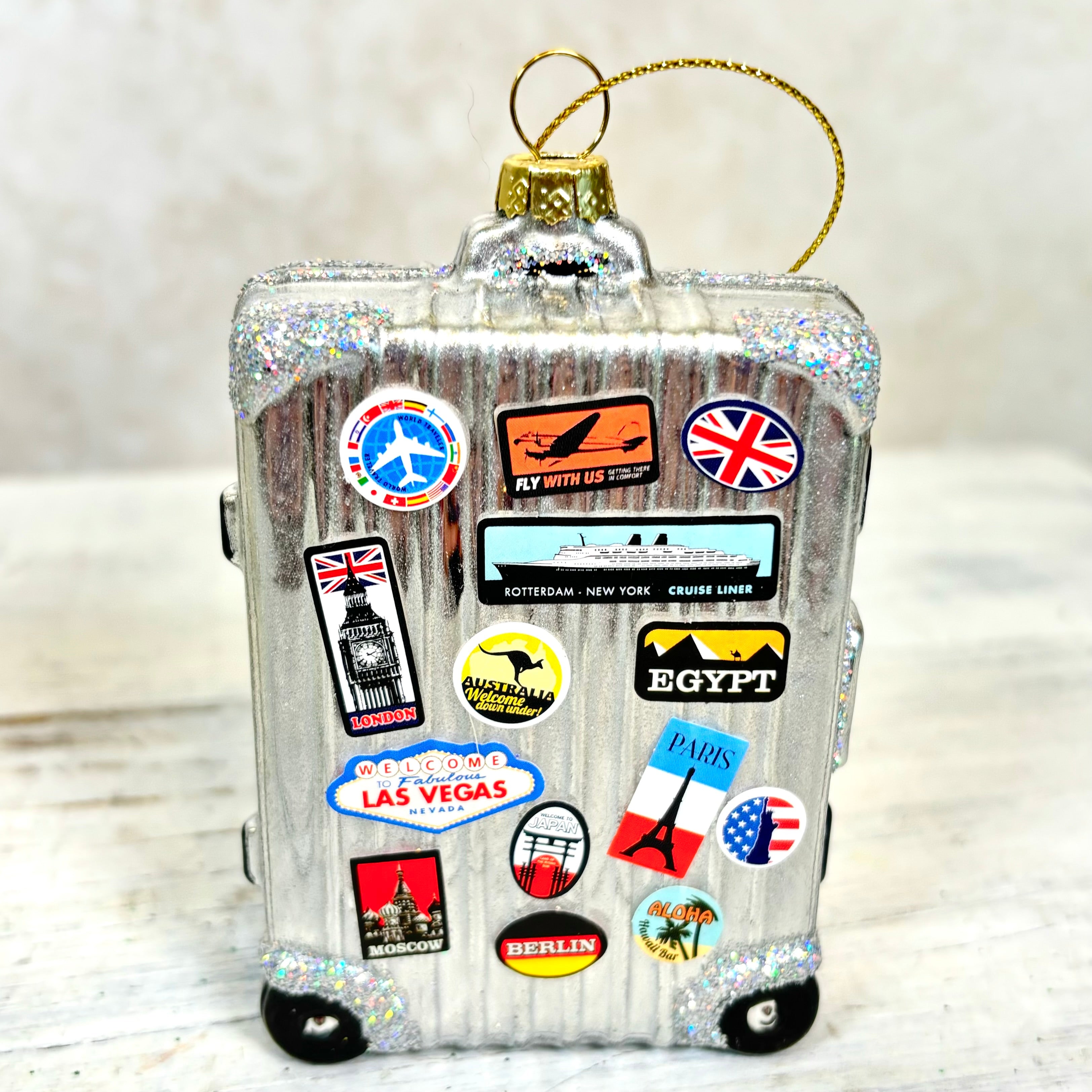 Jetsetter Suitcase Glass Ornament