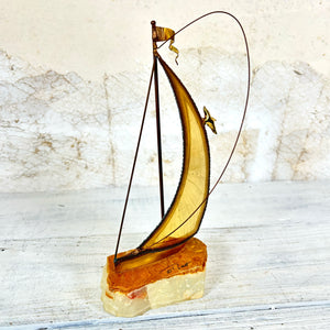 Delmont 1960s Sailboat Brass Sculpture Small