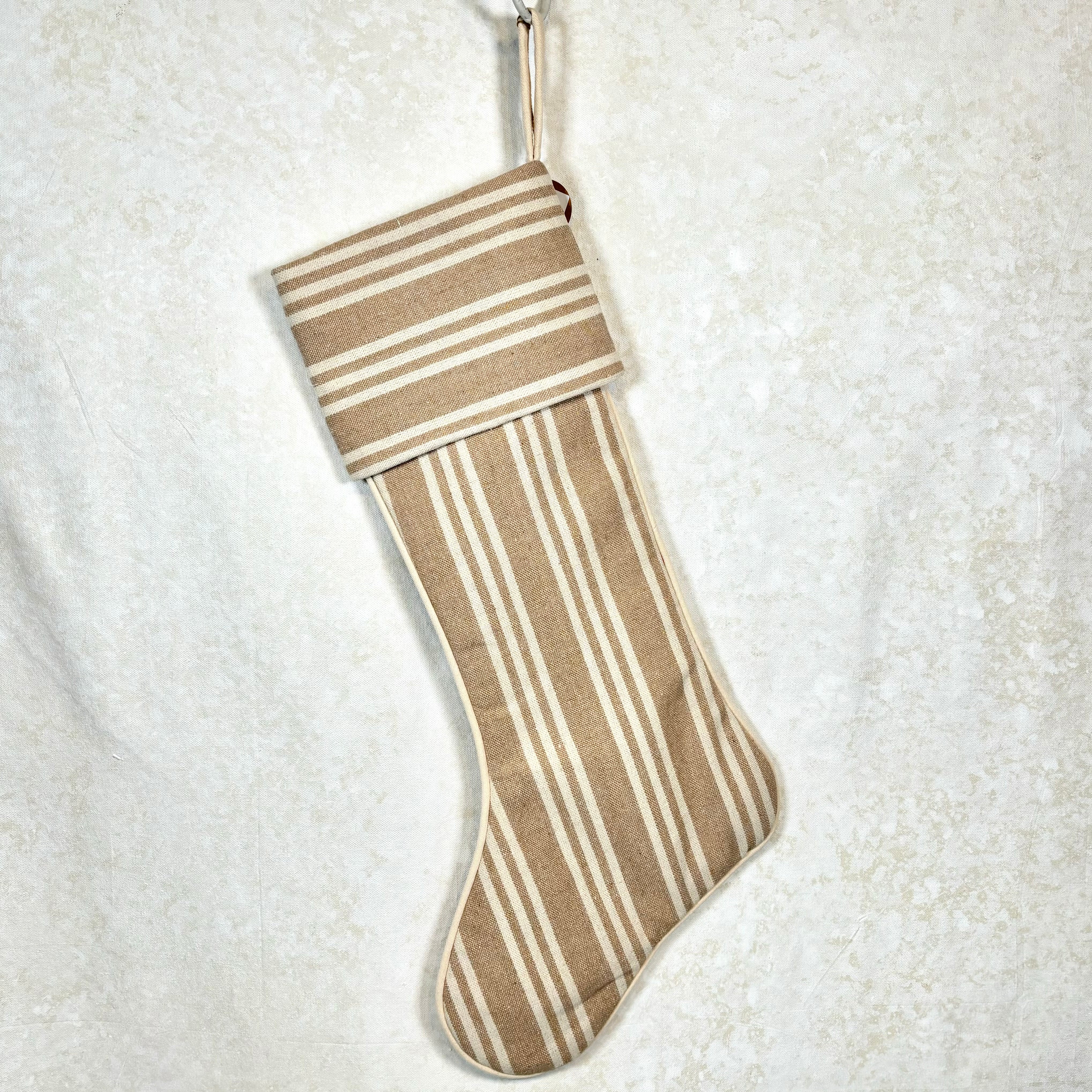 Stripe Cream Linen Stocking