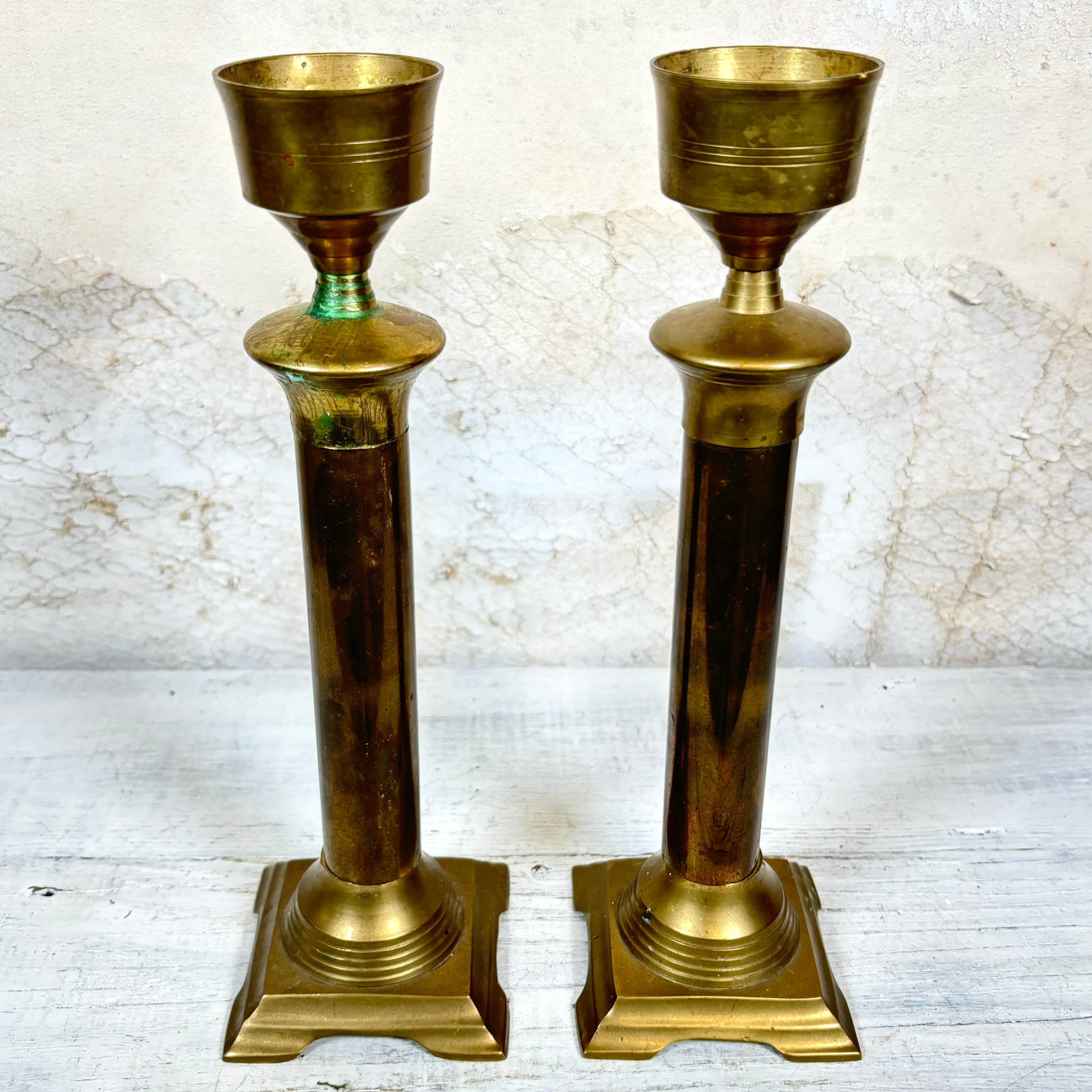 Vintage Brass Pair of Taper Candle Holders