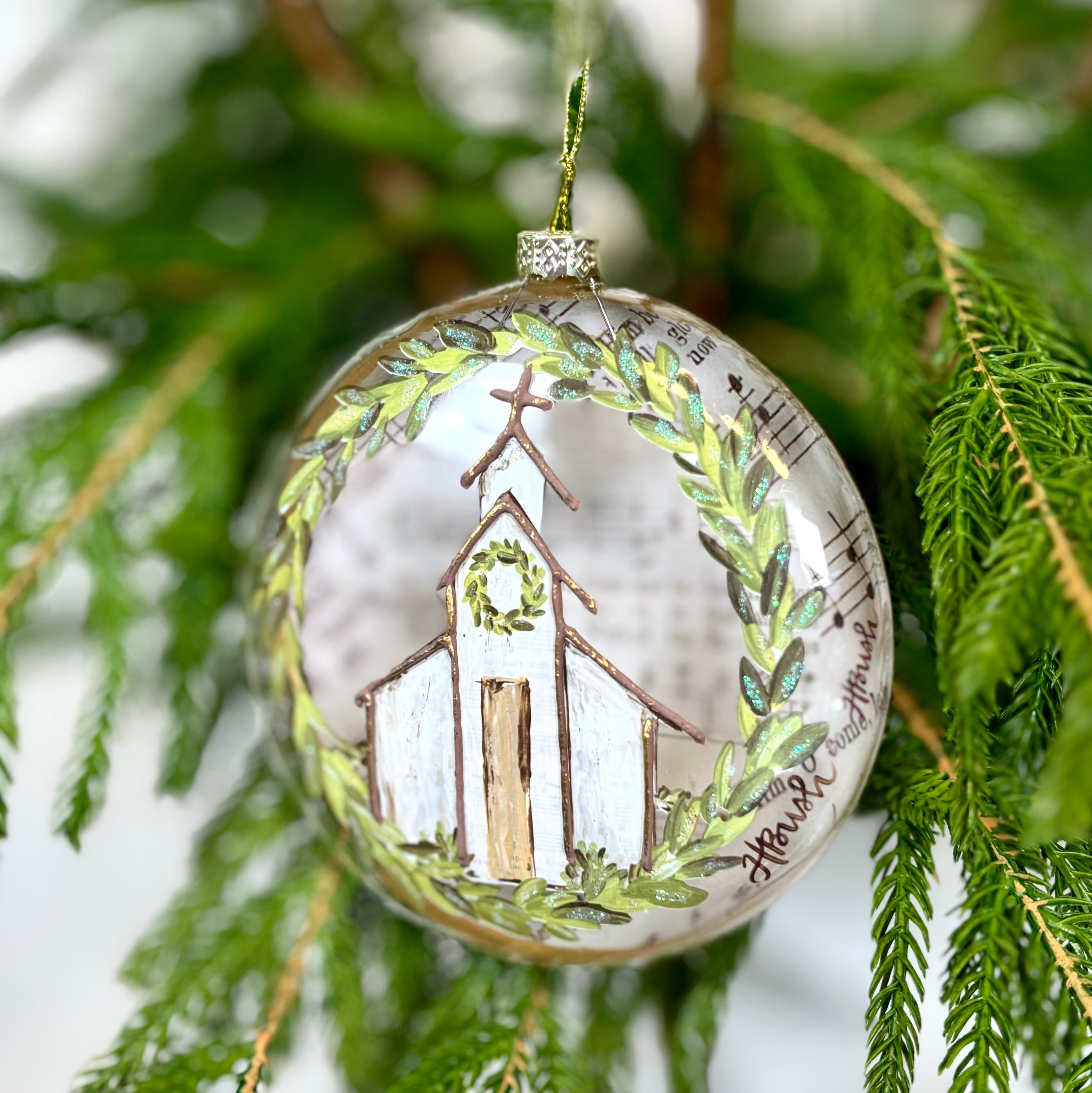 Music Sheet Church Glass Disc Ornament