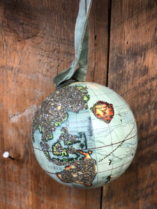 Glittered Globe Cardboard and Glass Ornament