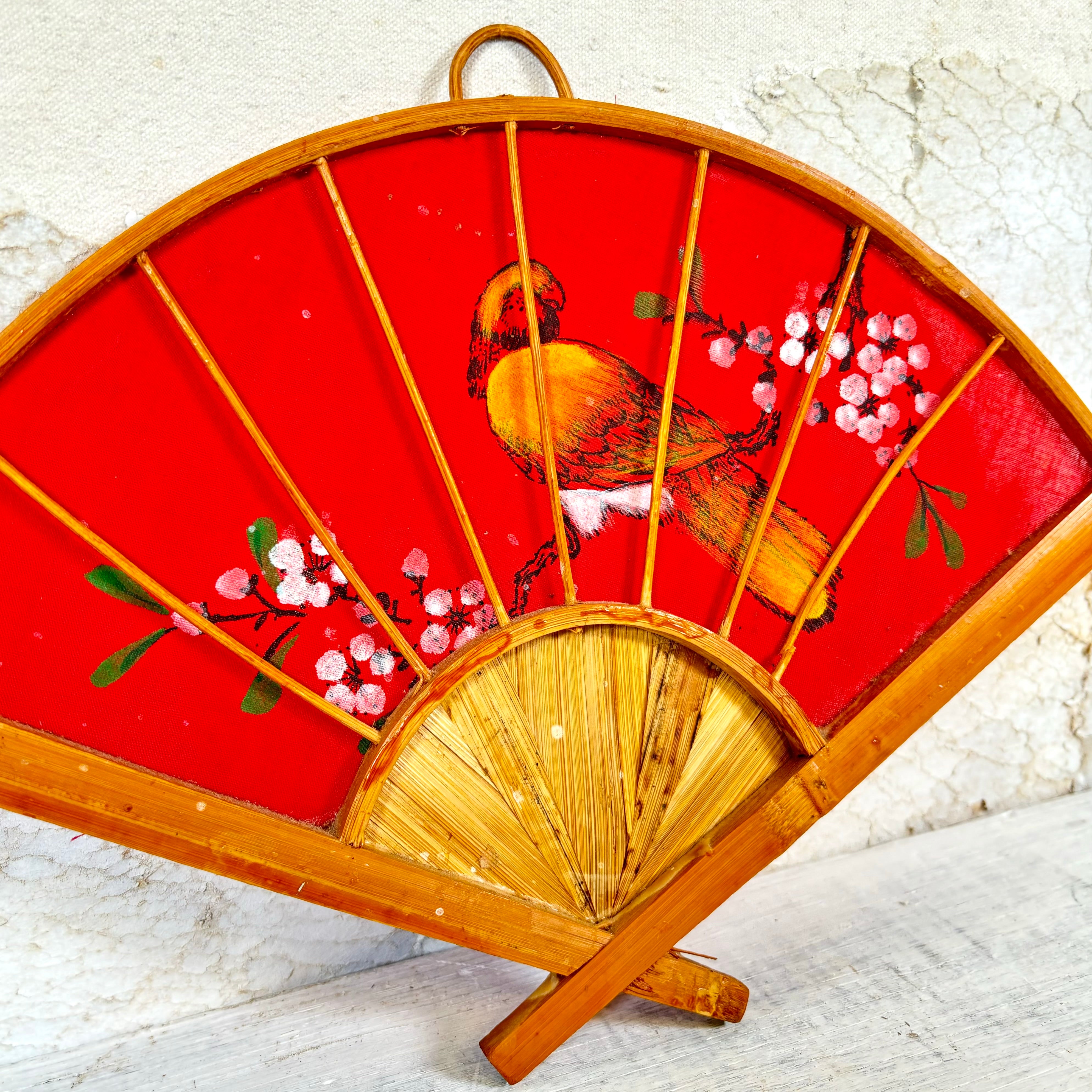 Vintage Painted Red Fan