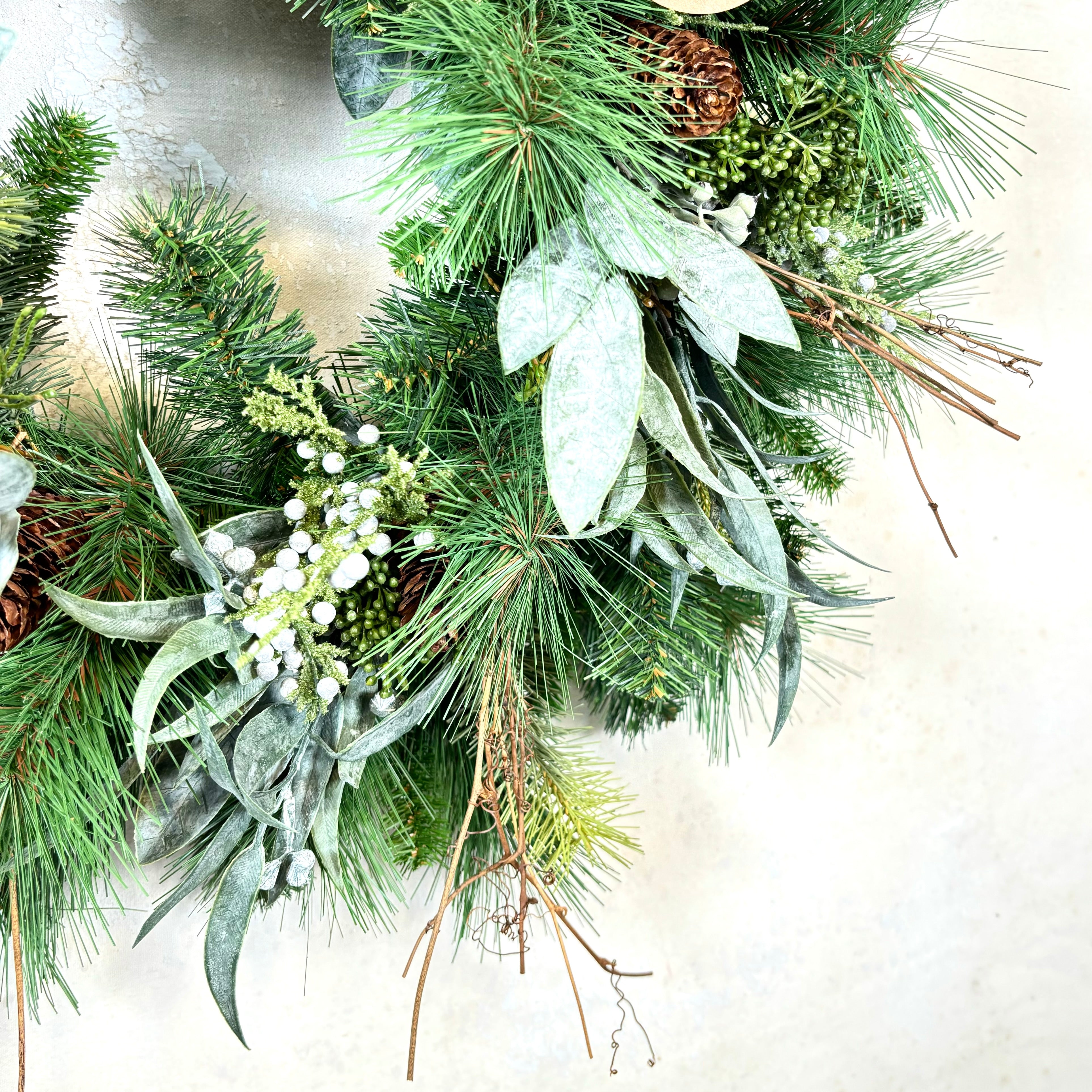 24"D Wreath Seeded Eucalyptus and Pine