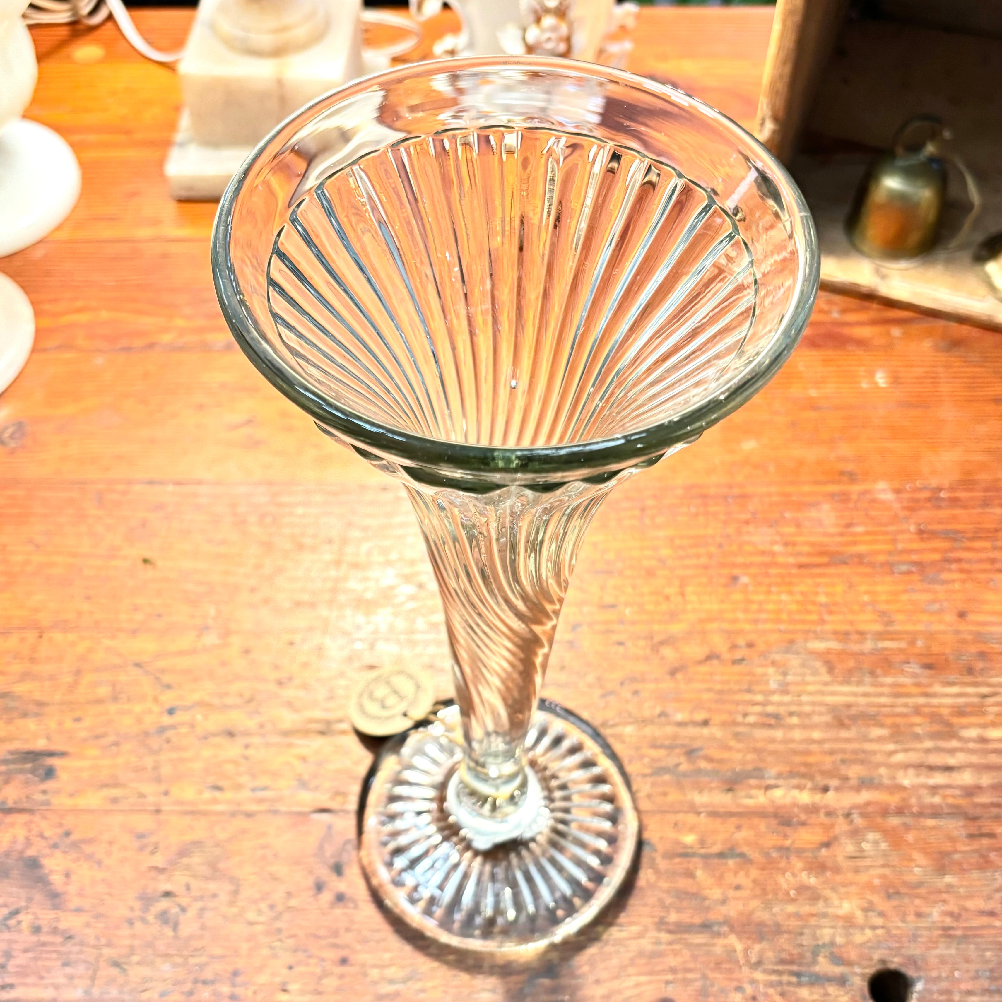 Tall Vintage Swirled Glass Vase