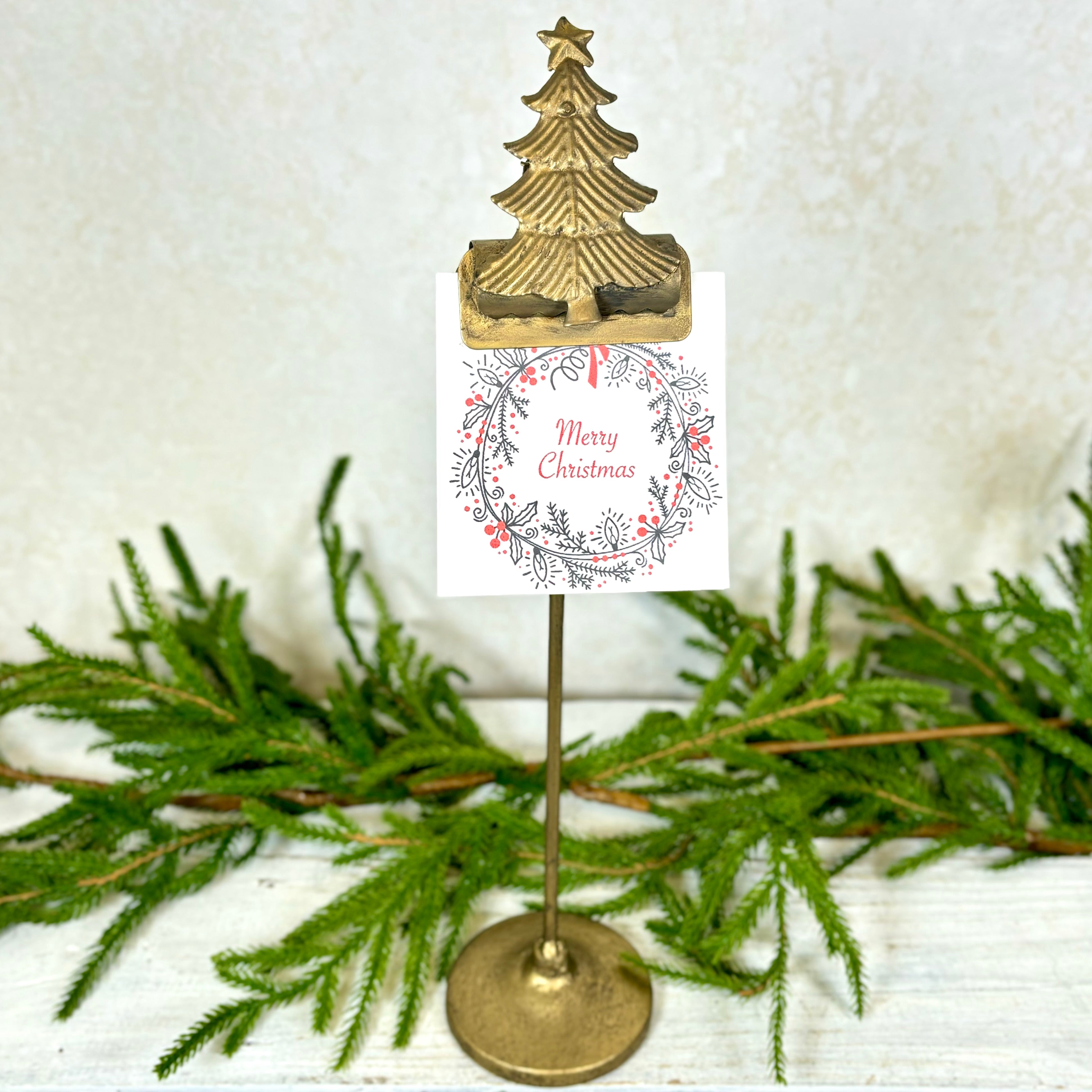 Large Metal Christmas Tree Card Clip on Stand