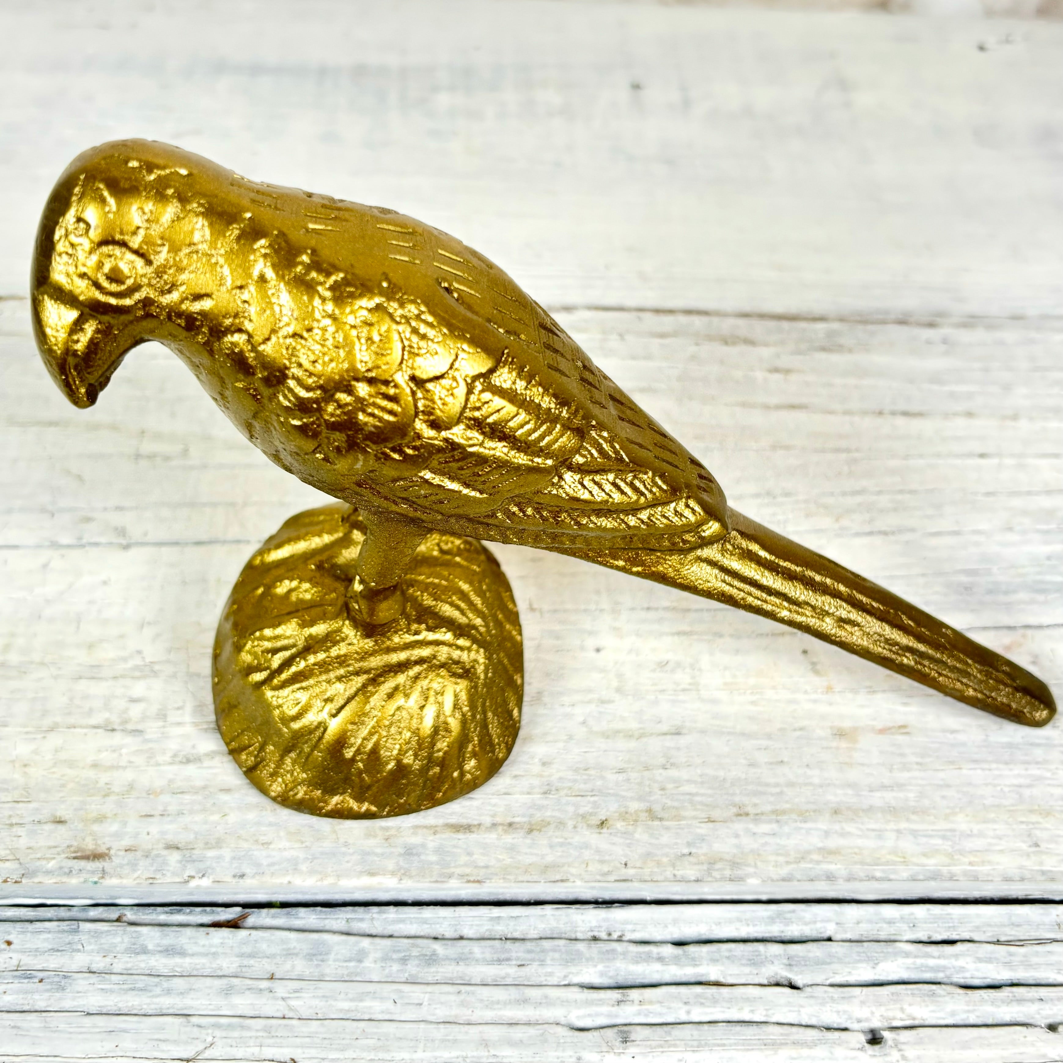 Cast Aluminum Antiqued Gold Finish Bird