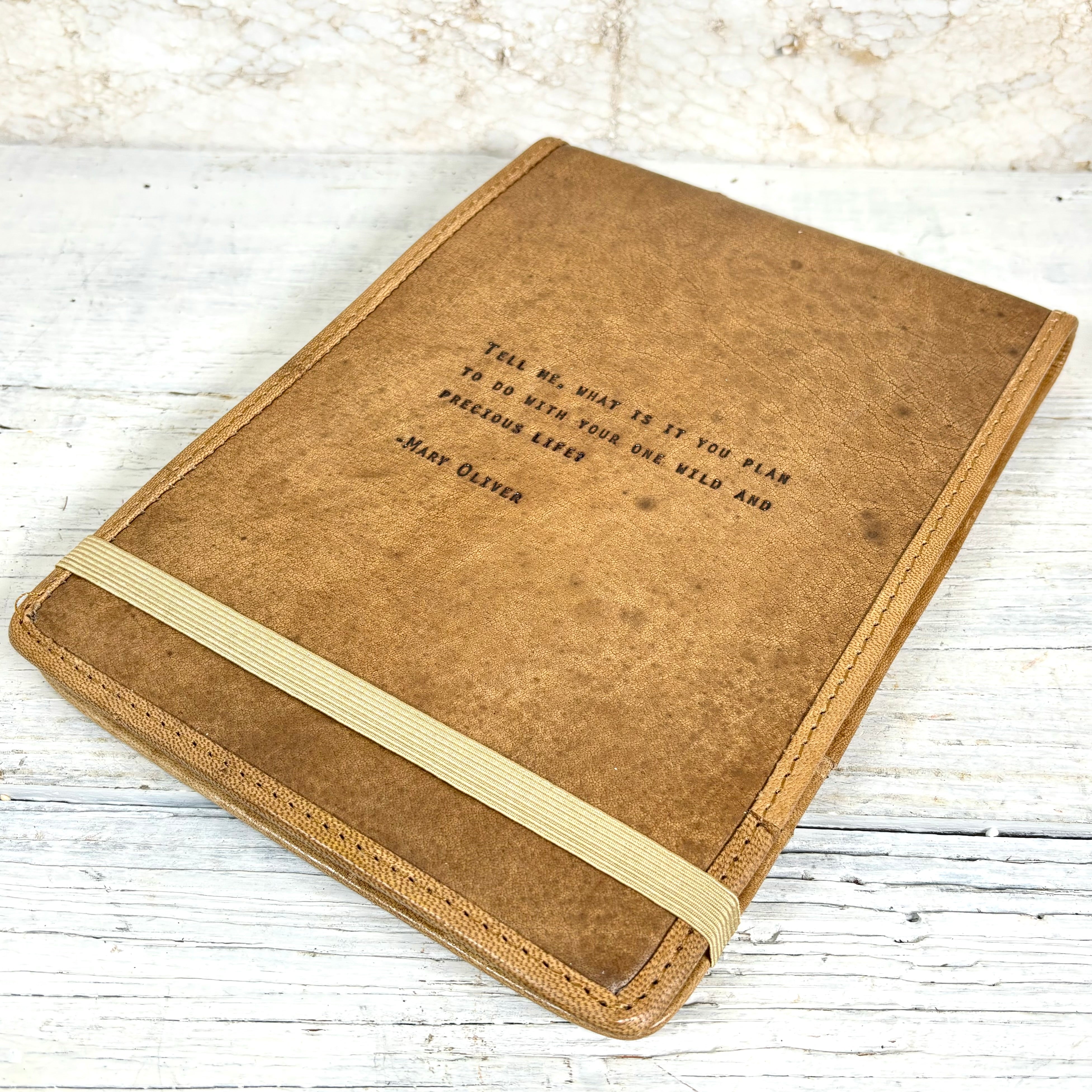 Large Mary Oliver Hand-Stamped Leather Journal