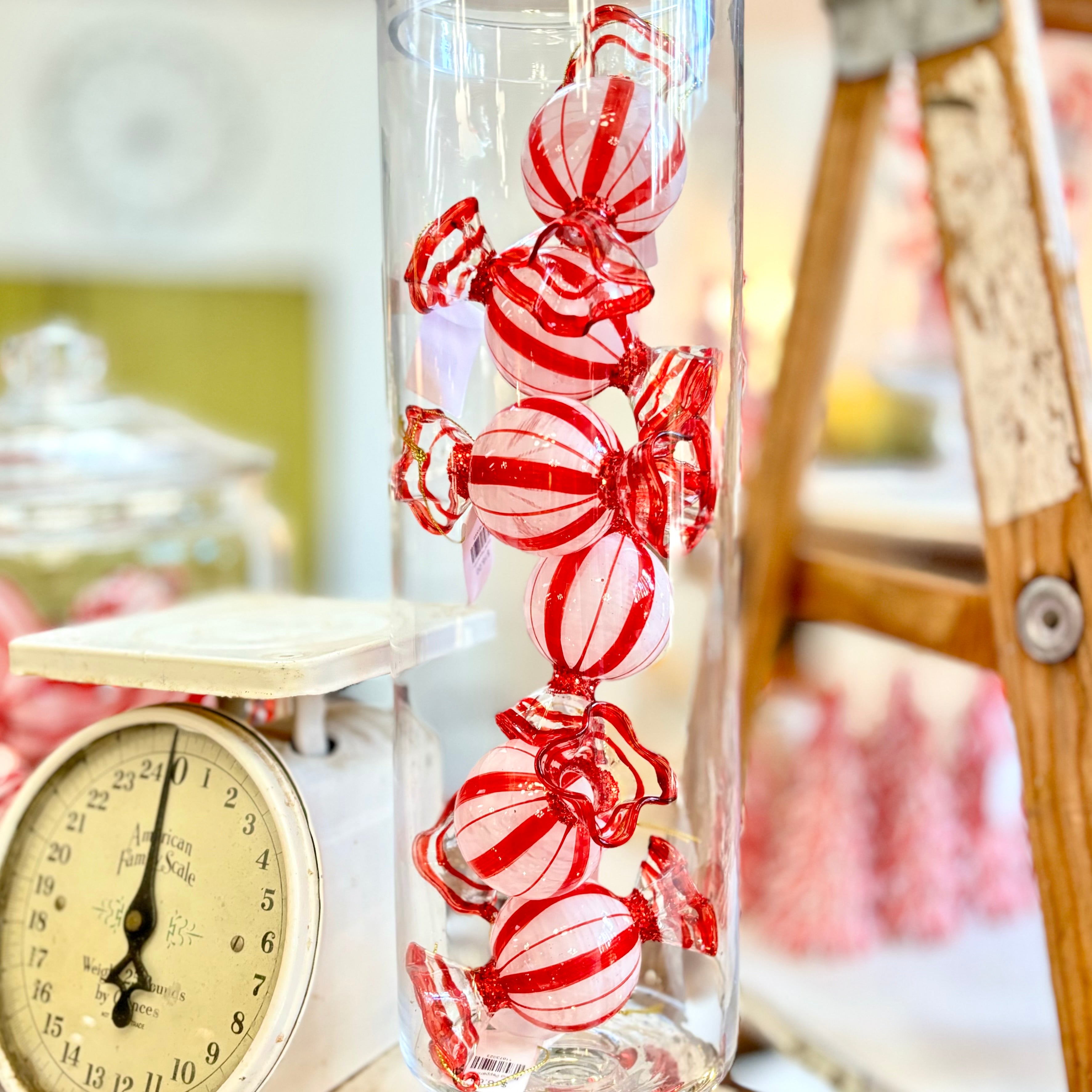 Round Peppermint Glass Candy Ornament