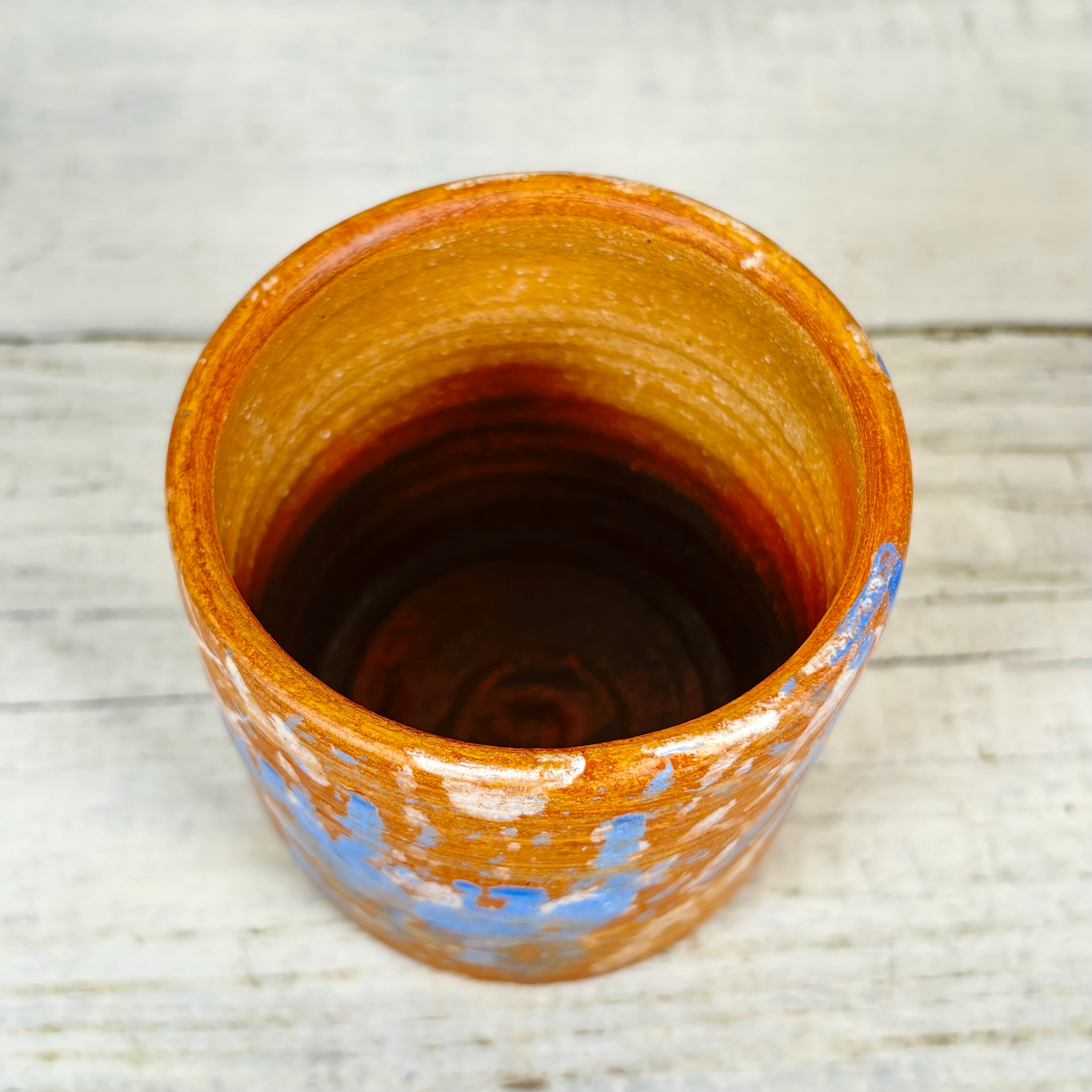 Splash Orange Glass Pot
