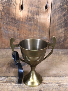 Brass Trophy with Leather Strap Ornament