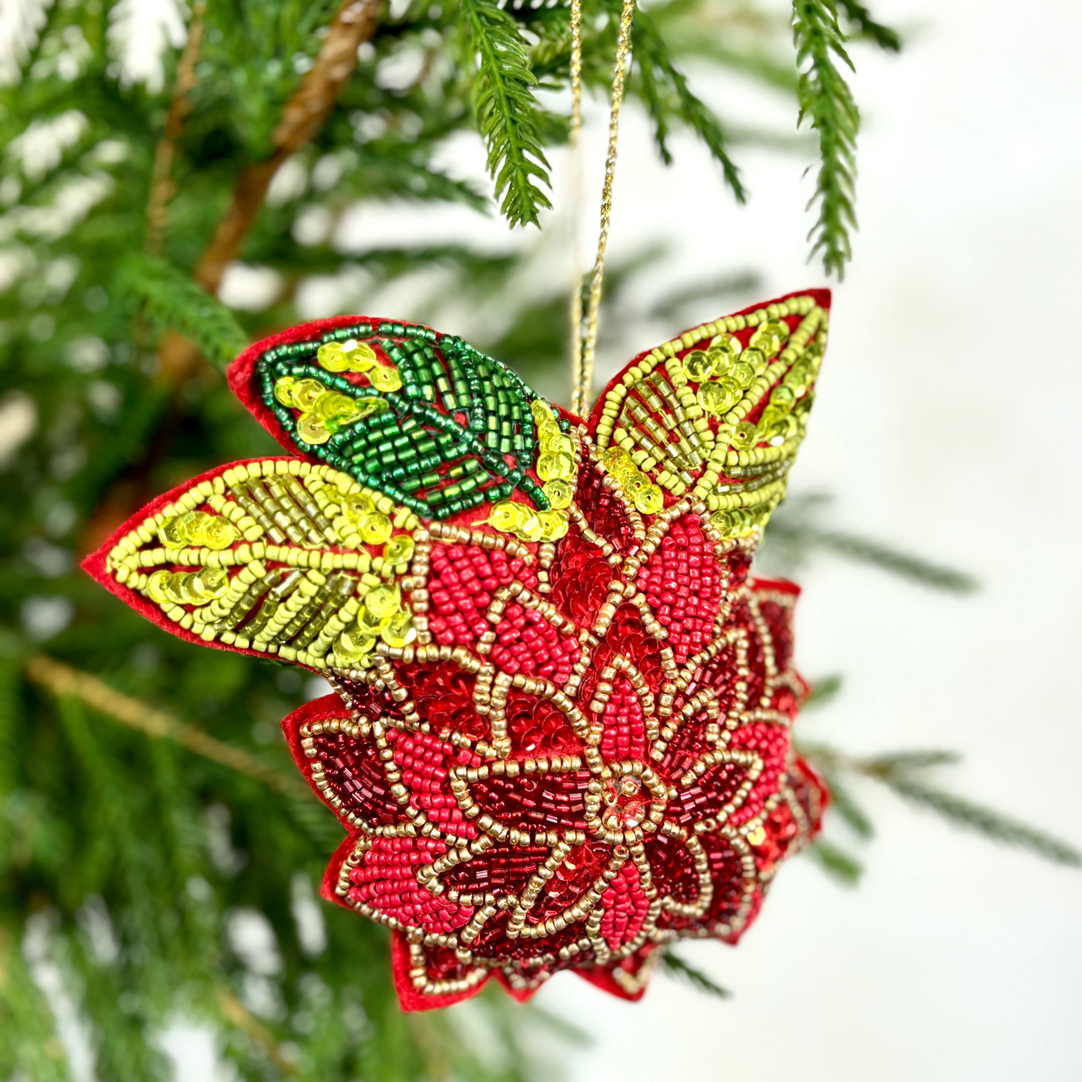 Sequin with Bead Poinsettia Ornament