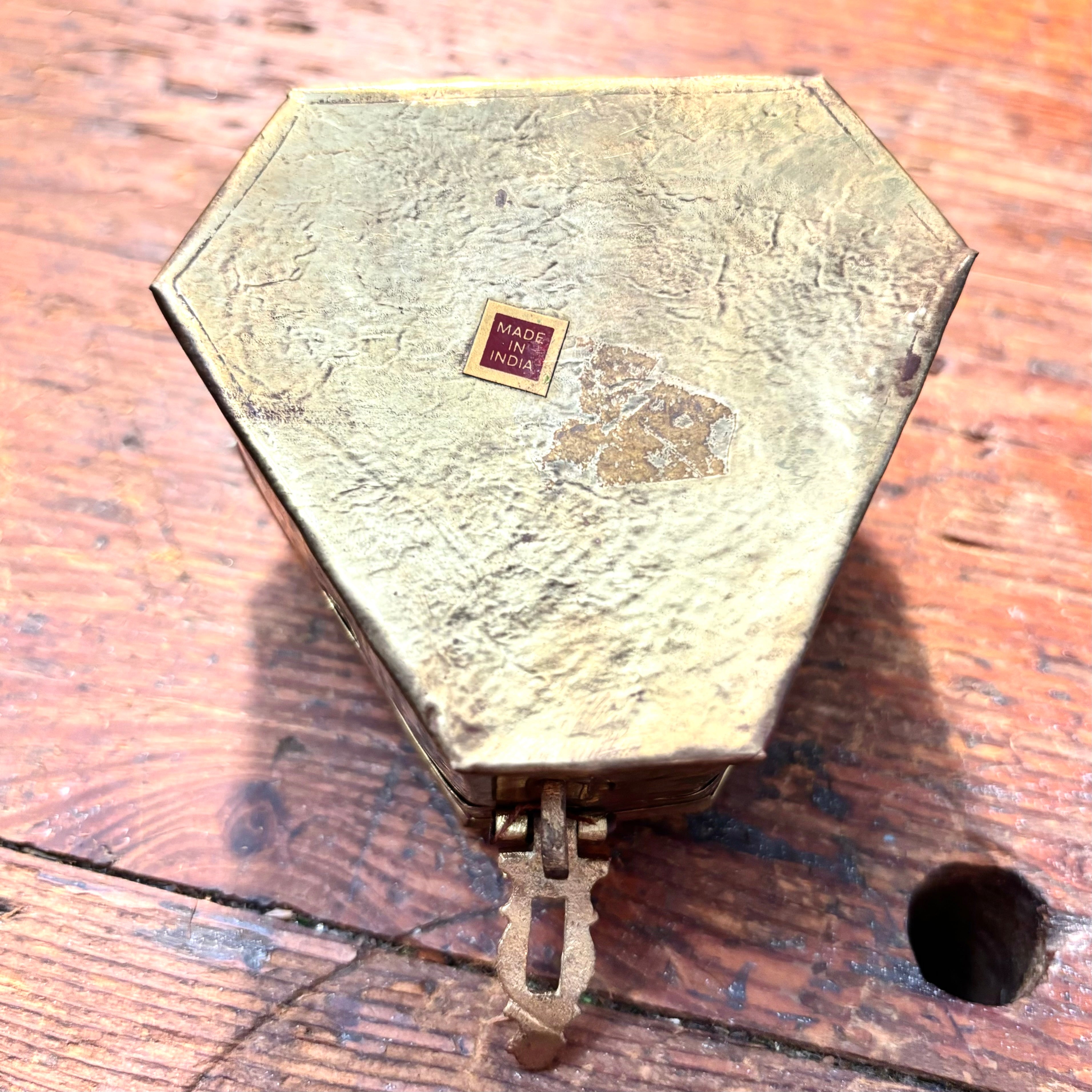 Vintage Diamond Shape Brass Cricket Box