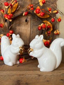 Set of Two Stoneware Squirrel Salt and Pepper Shakers