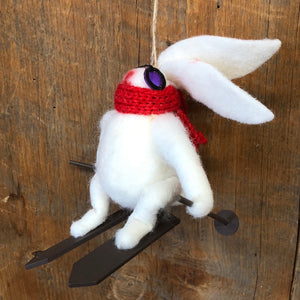 Felt Ski Racer Bunny with Goggles and Scarf