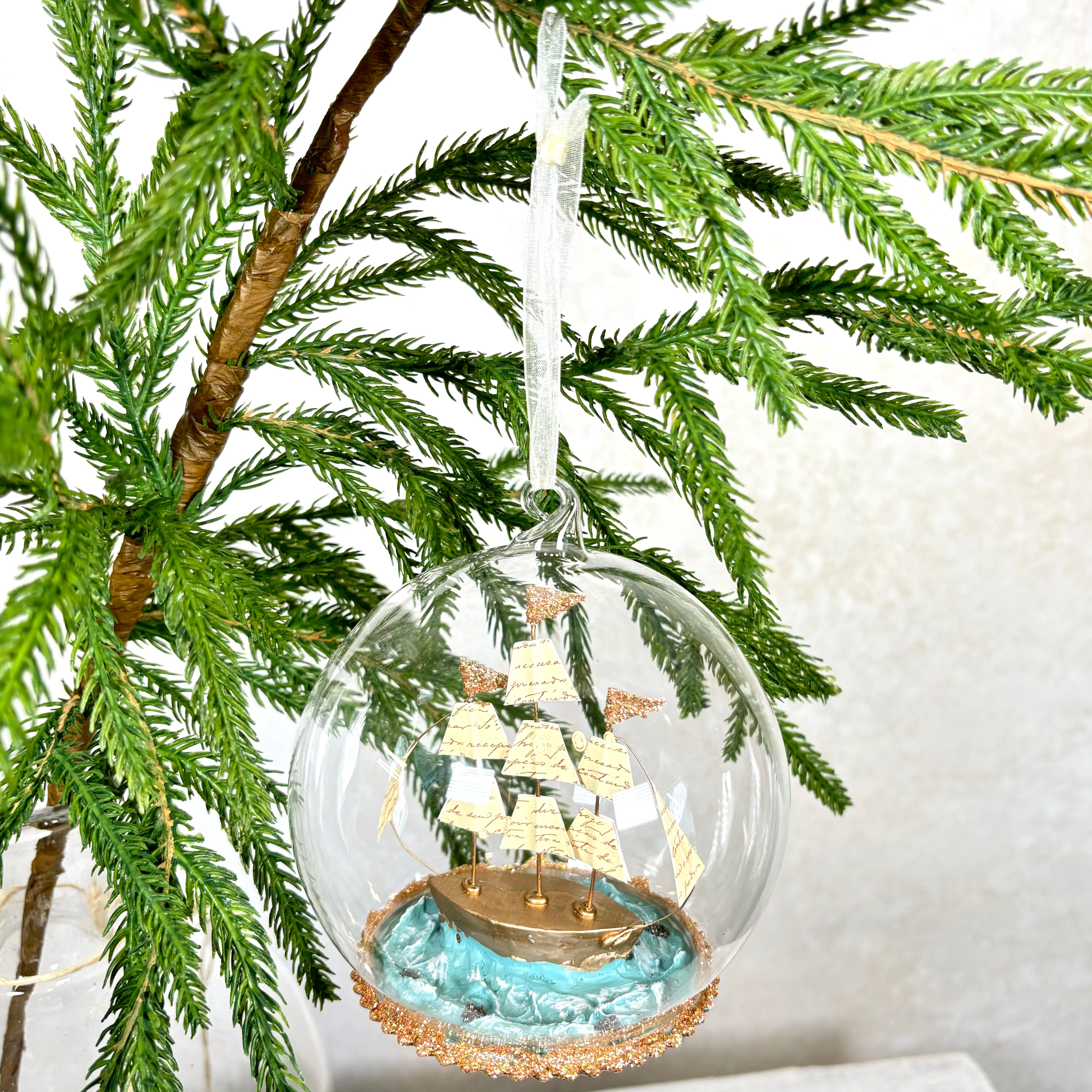 Sailboat Glass Globe Ornament