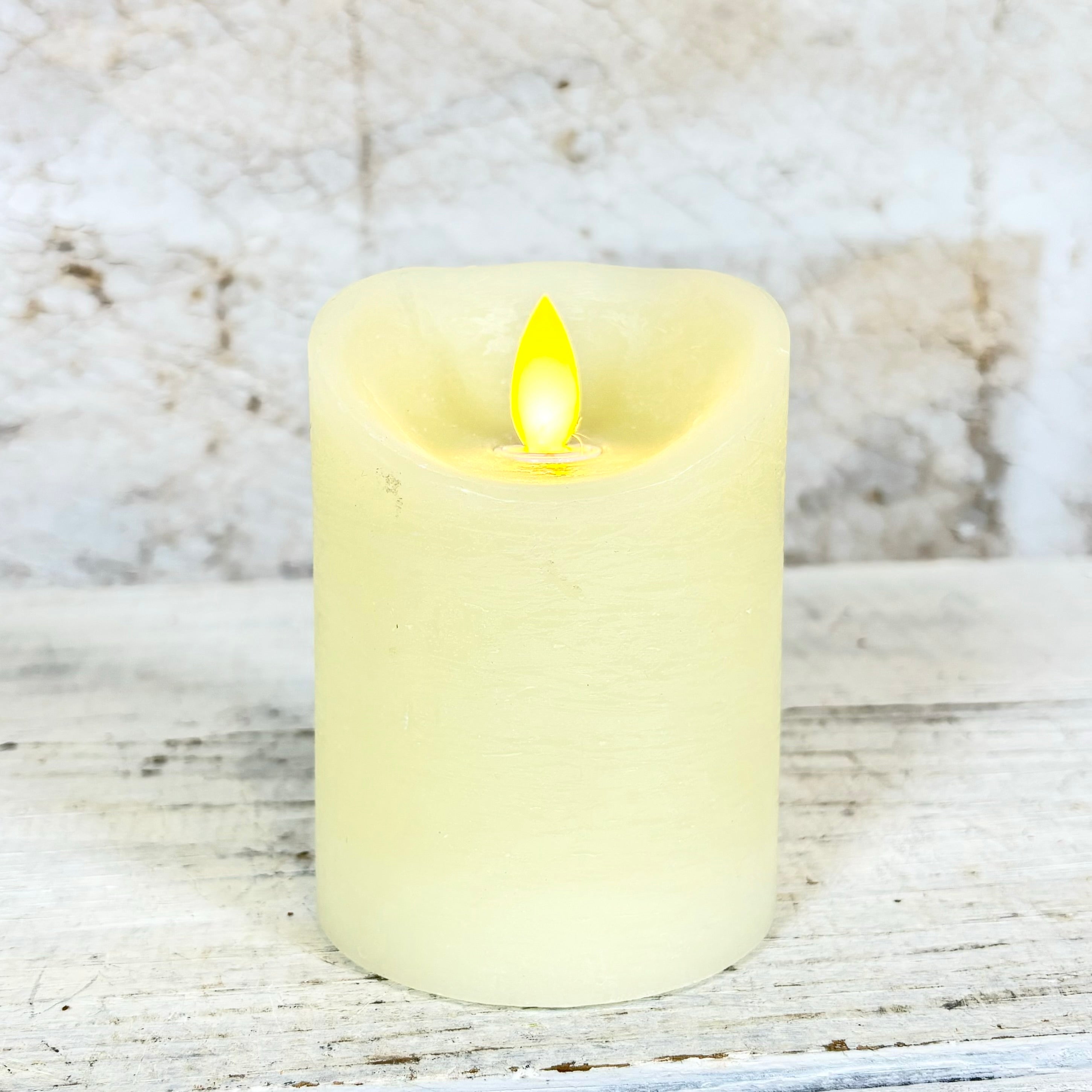 Flameless Flickering Candle with Timer Ivory Short