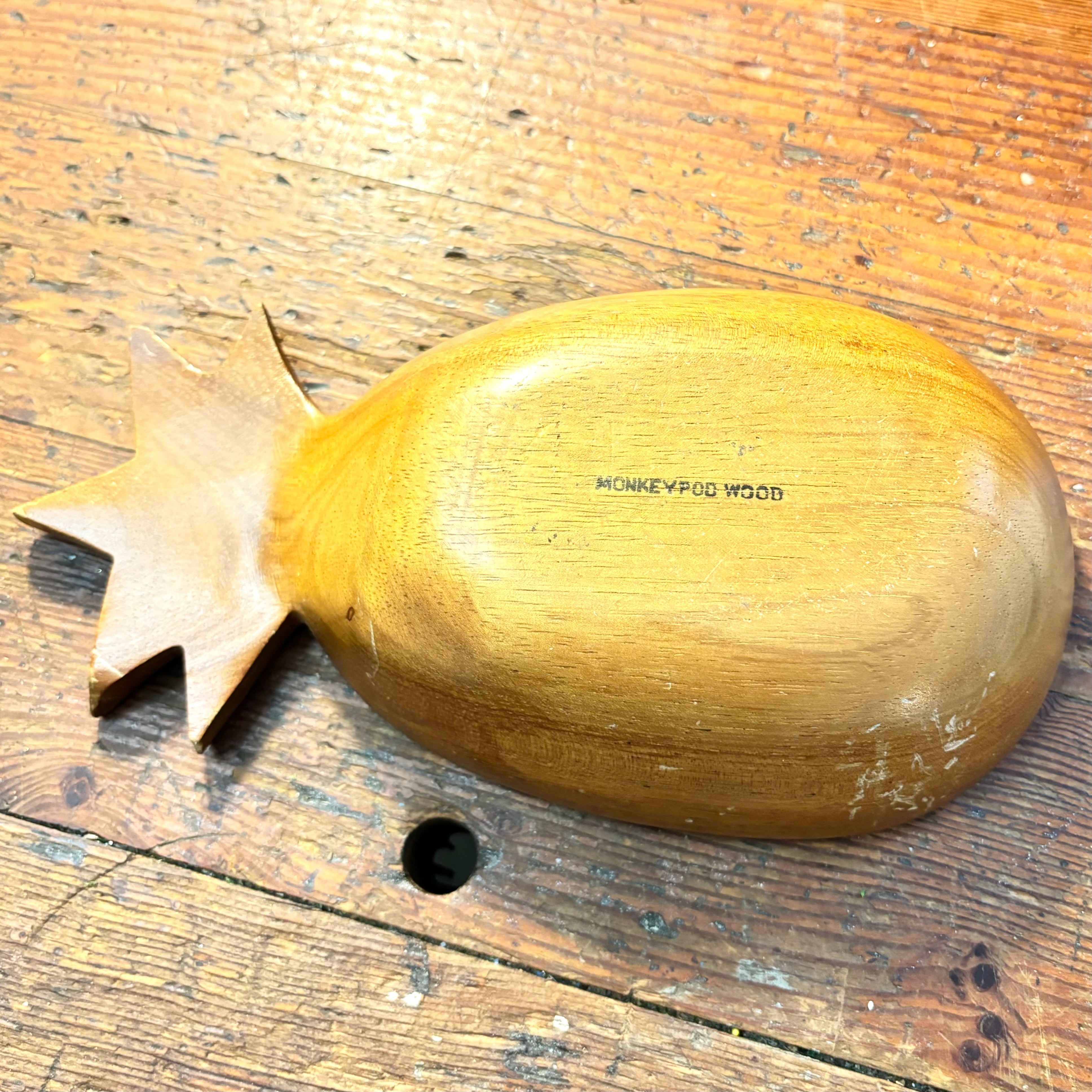 Vintage Monkey Pod Wooden Pineapple Bowl