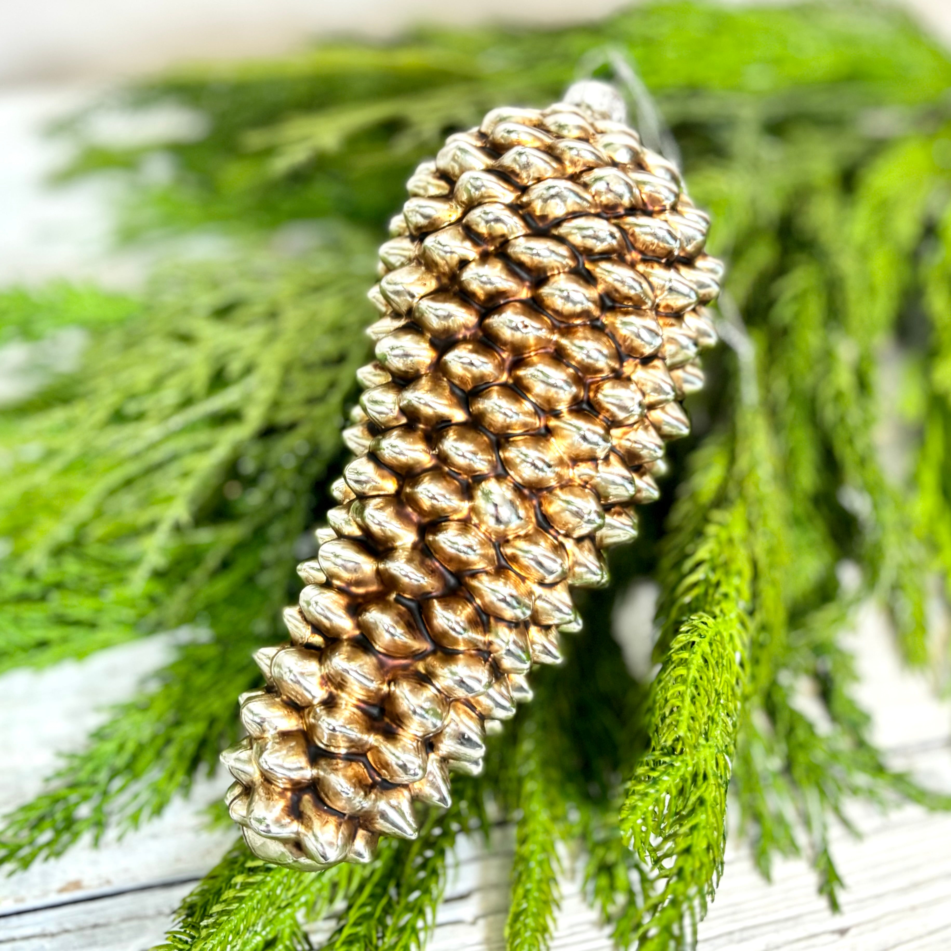 Antiqued Silver Pinecone Ornament