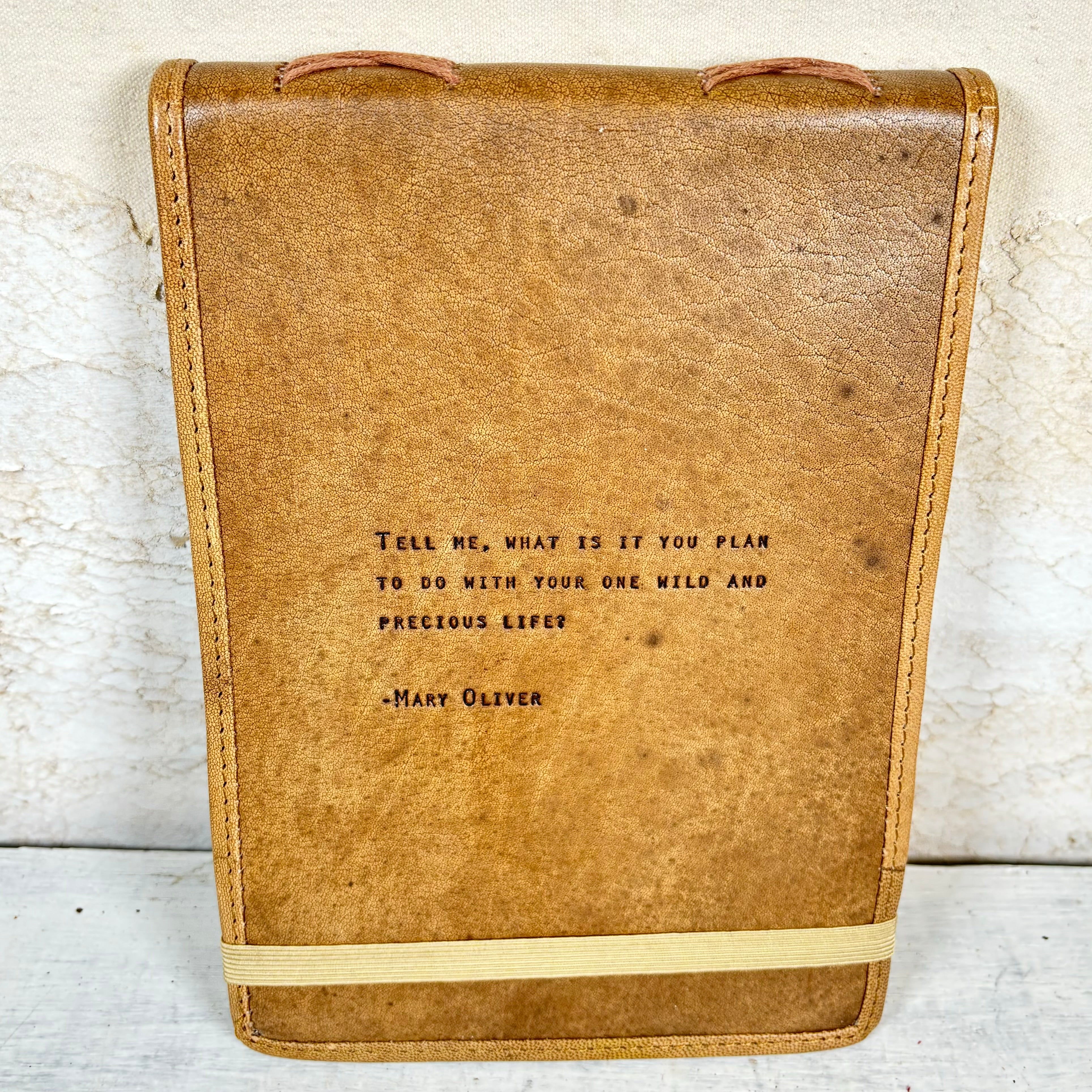 Large Mary Oliver Hand-Stamped Leather Journal