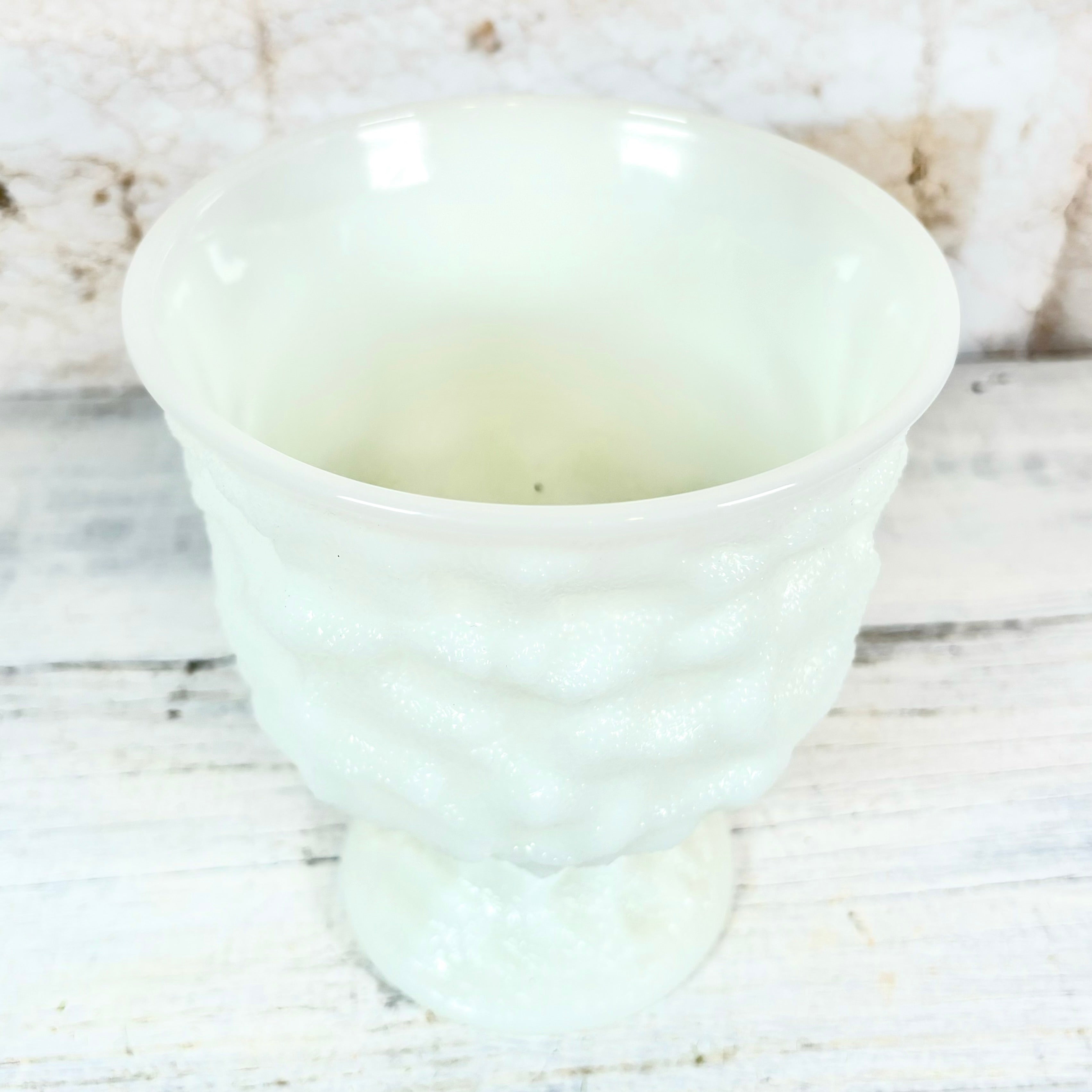 Vintage EO Brody Crinkled Milk Glass Vase