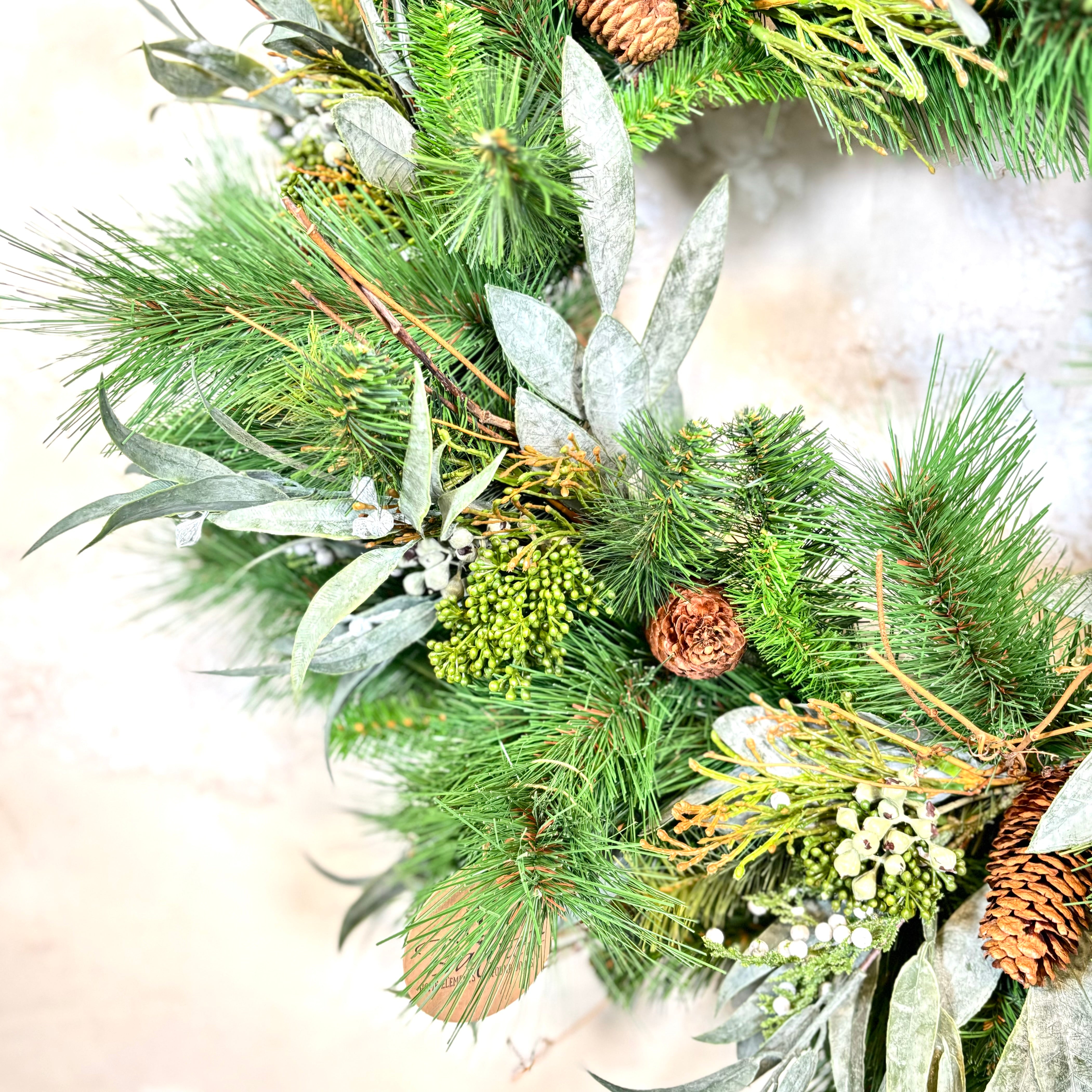 30"D Wreath Seeded Eucalyptus and Pine