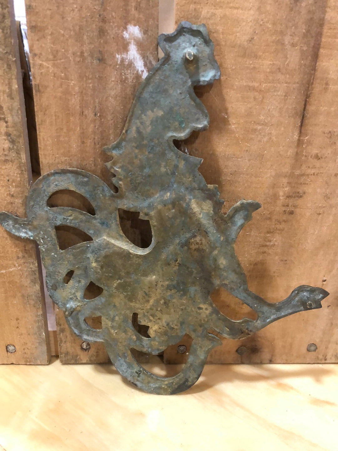 Vintage Solid Brass Rooster Footed Trivet