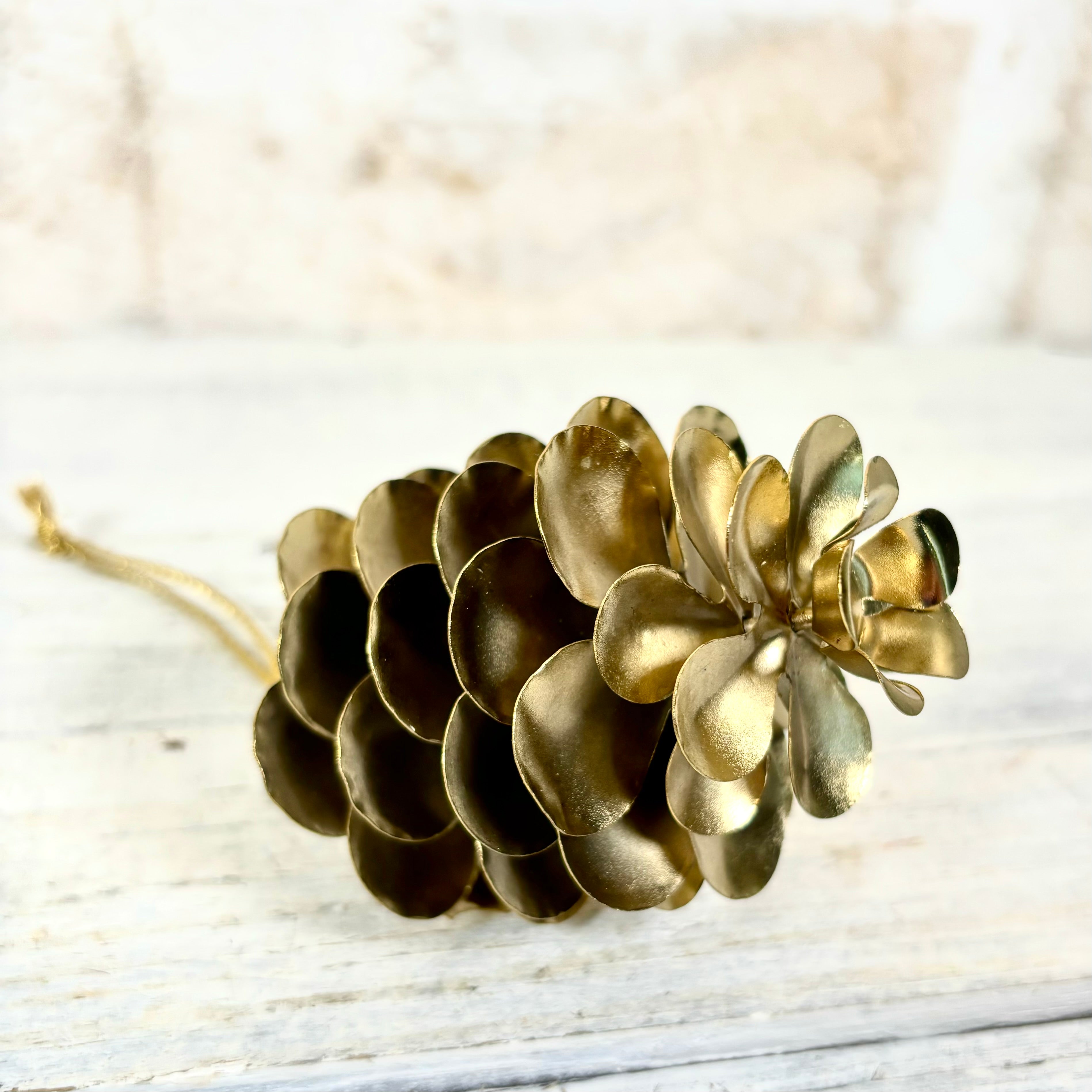 Wide Pine Cone Gold Iron Ornament