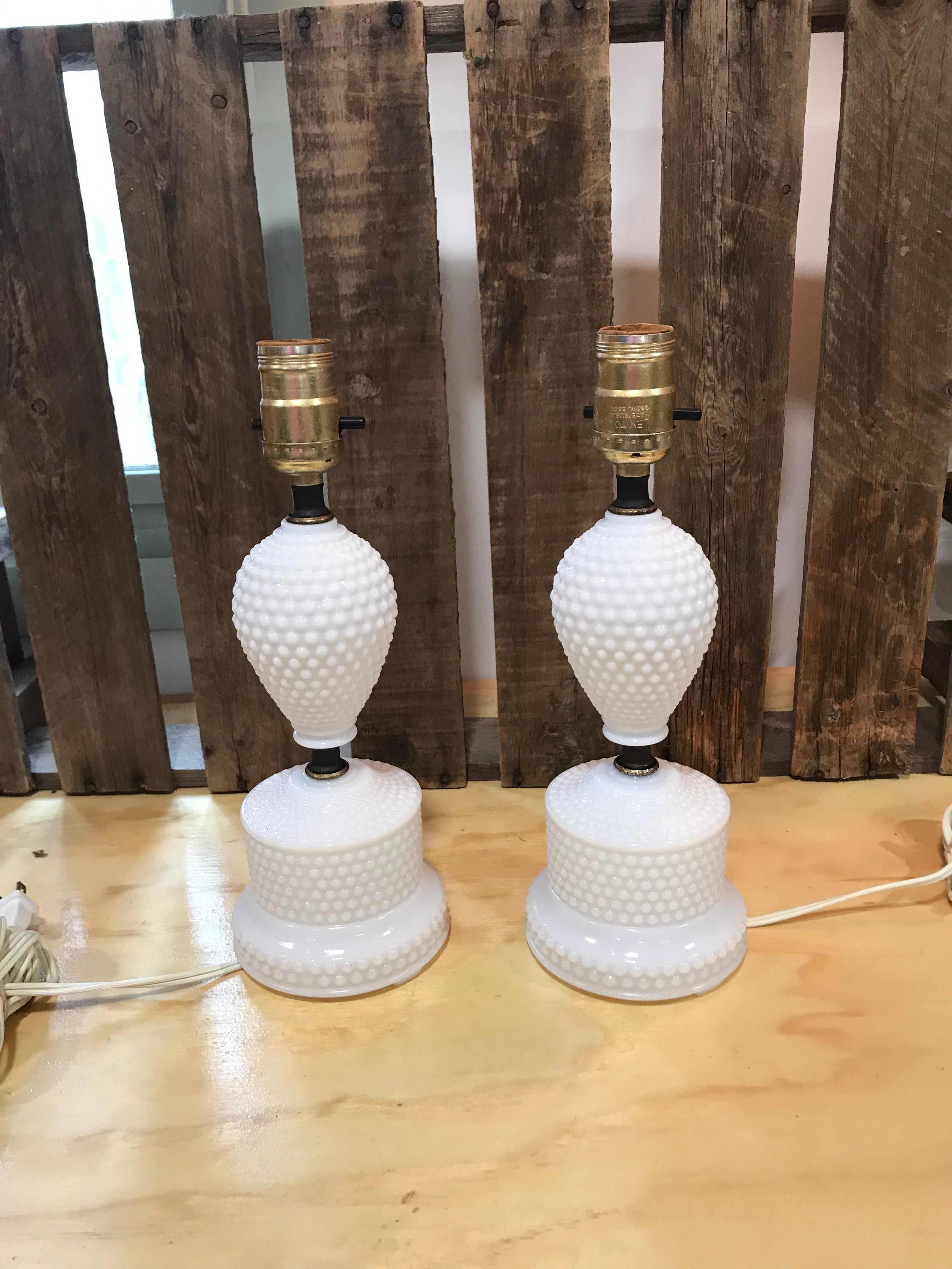 Vintage Milk Glass Hobnail Lamp