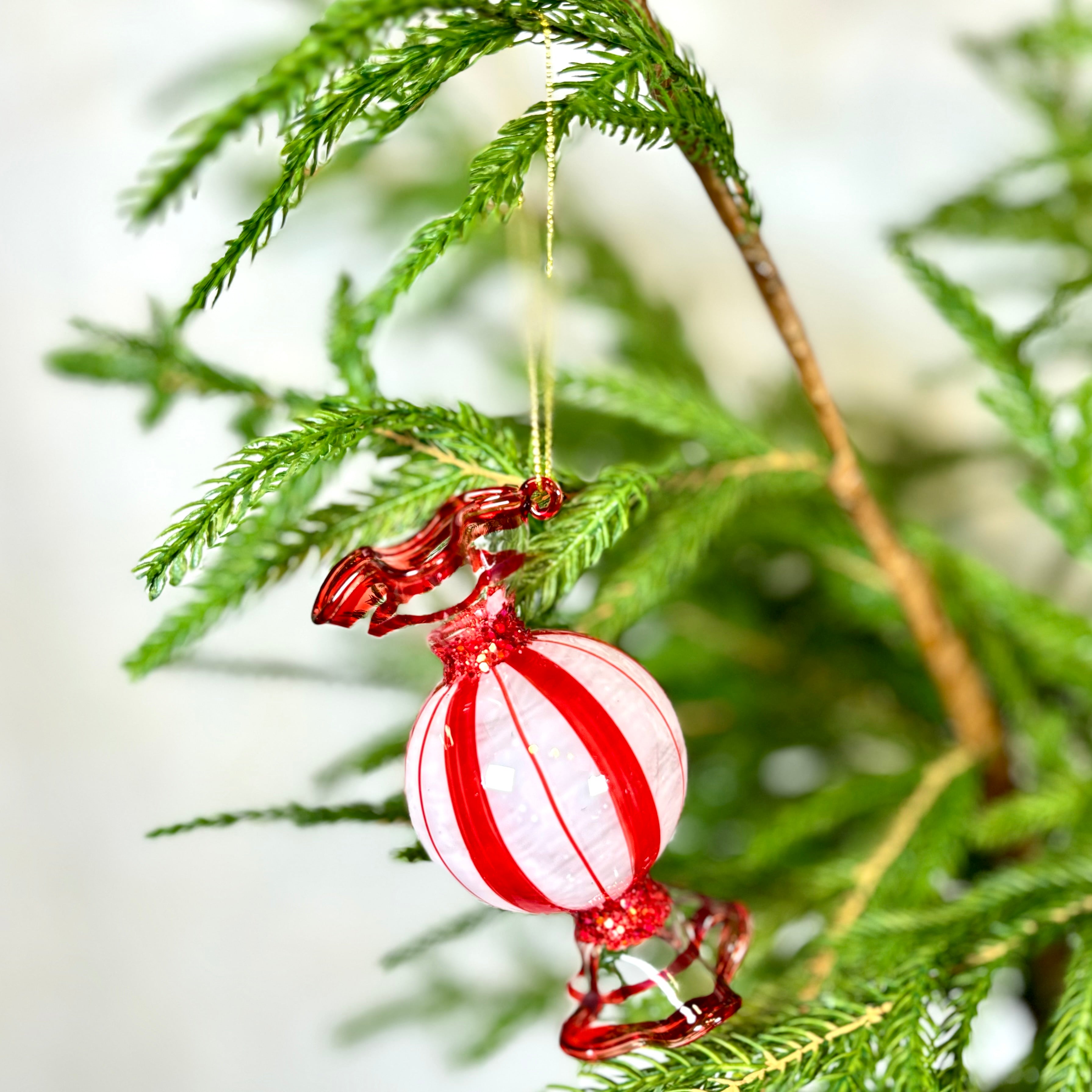 Round Peppermint Glass Candy Ornament