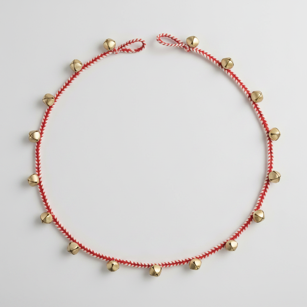 Red and White Gold Jingle Bell Garland
