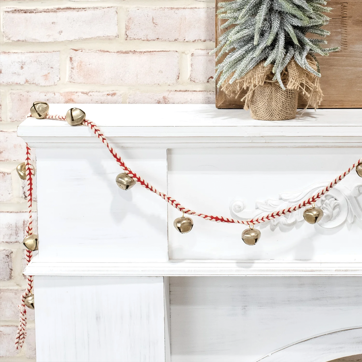 Red and White Gold Jingle Bell Garland