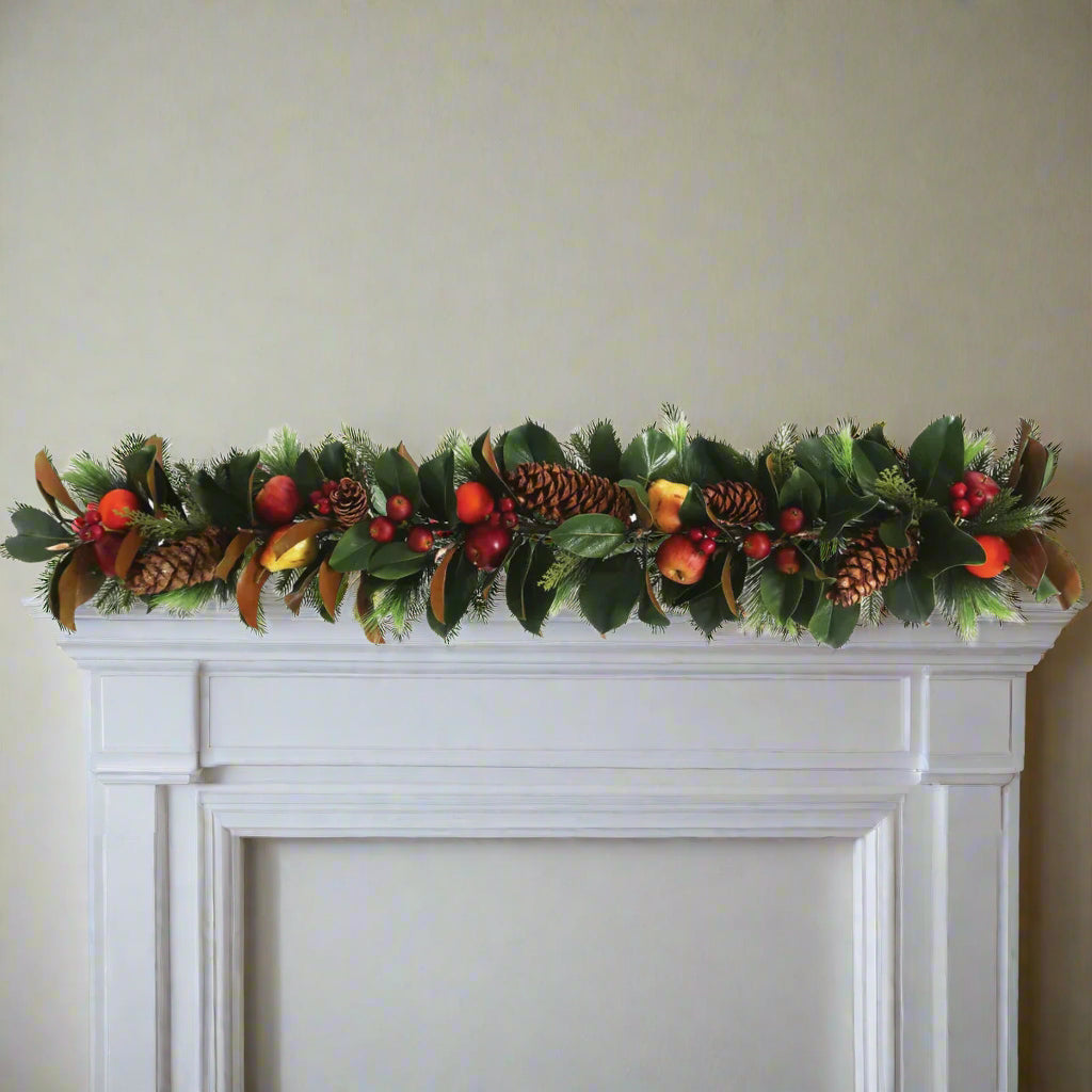 Magnolia Leaf and Fruit Garland 5'