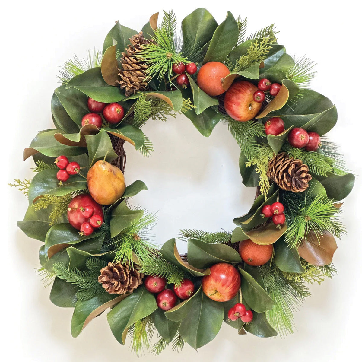 Magnolia Leaf and Fruit Wreath 24"