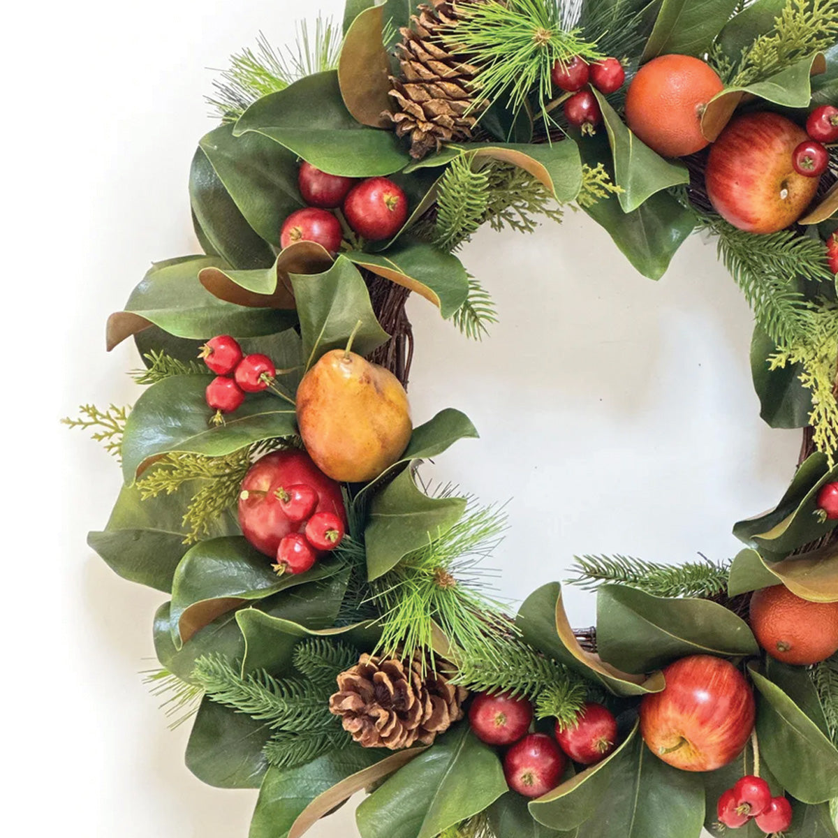 Magnolia Leaf and Fruit Wreath 24"