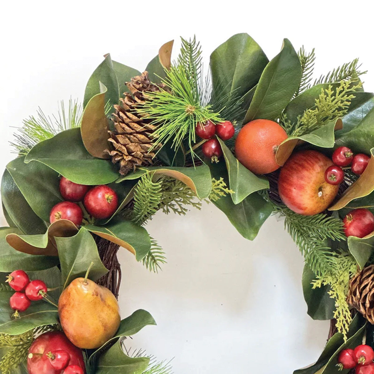 Magnolia Leaf and Fruit Wreath 24"