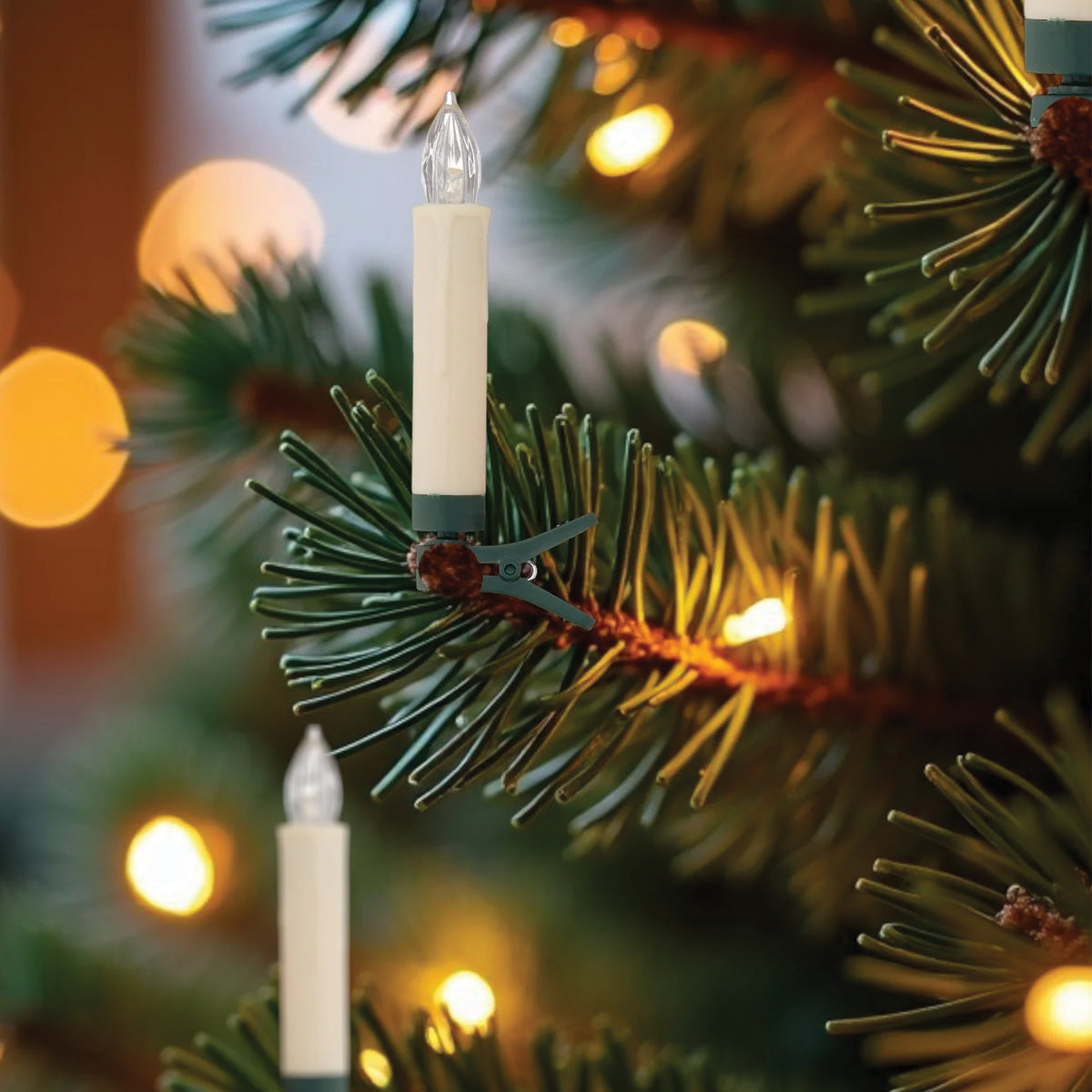 LED Tree Taper Candle Set on Ivory Base