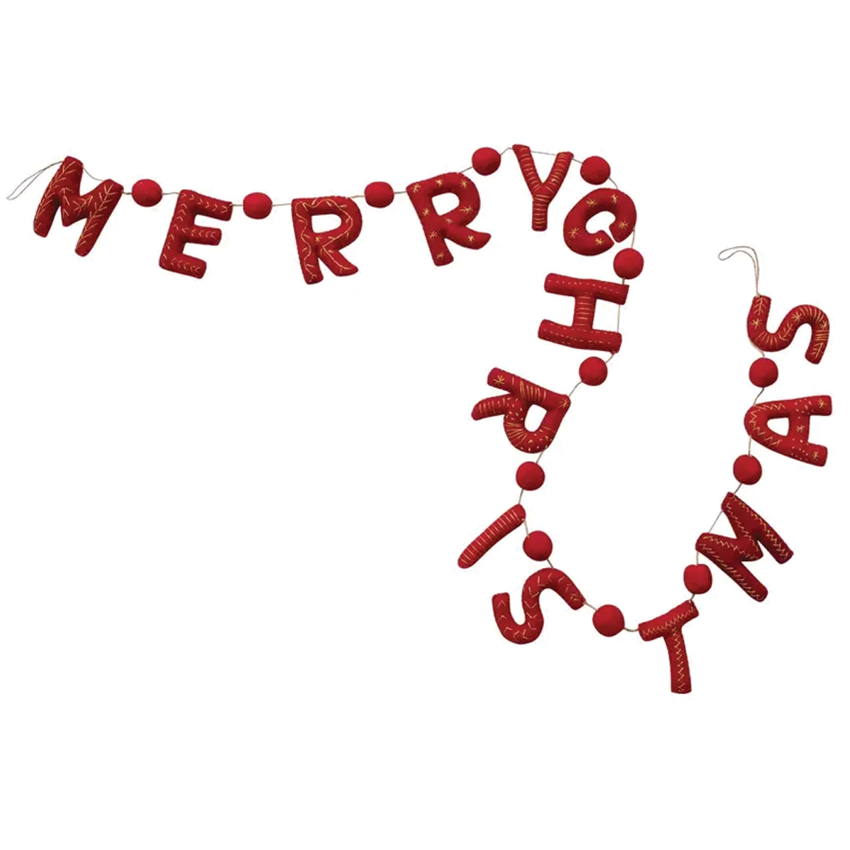 Wool Felt "Merry Christmas" Garland with Pom Poms