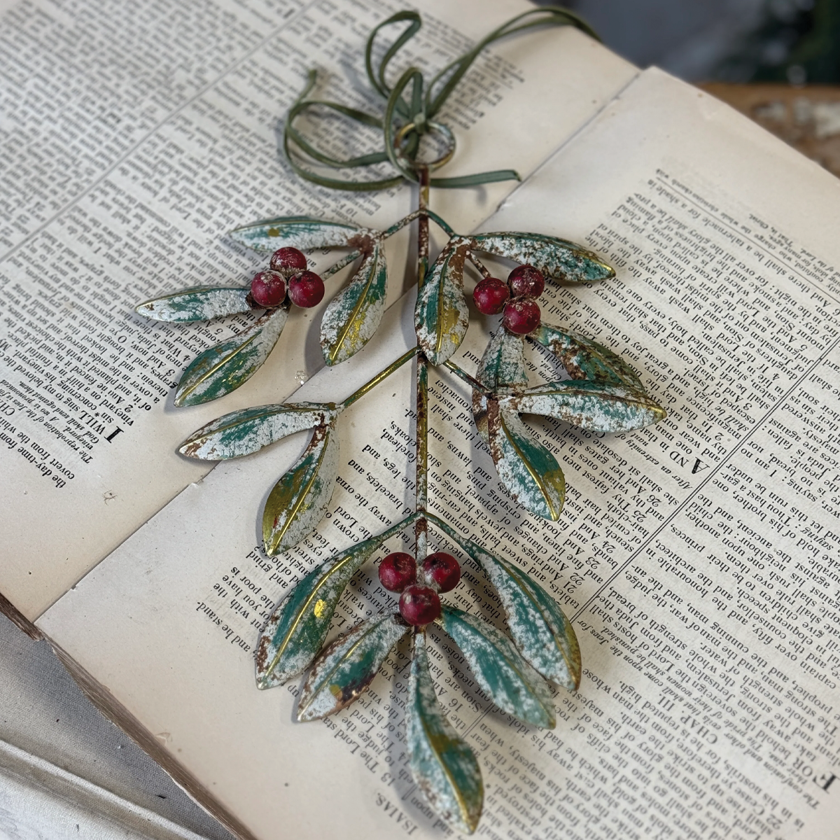 Merry Mistletoe Metal Ornament