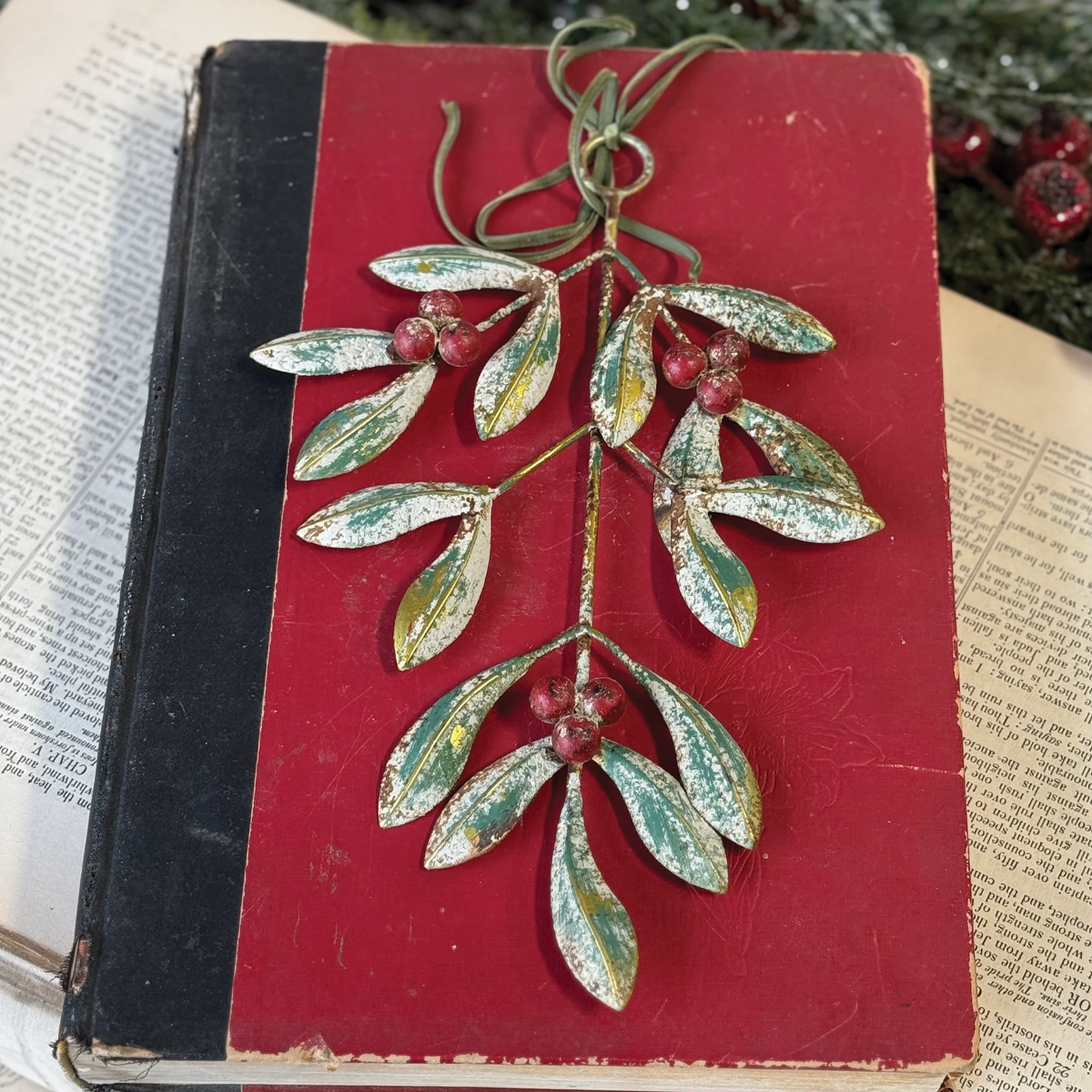 Merry Mistletoe Metal Ornament