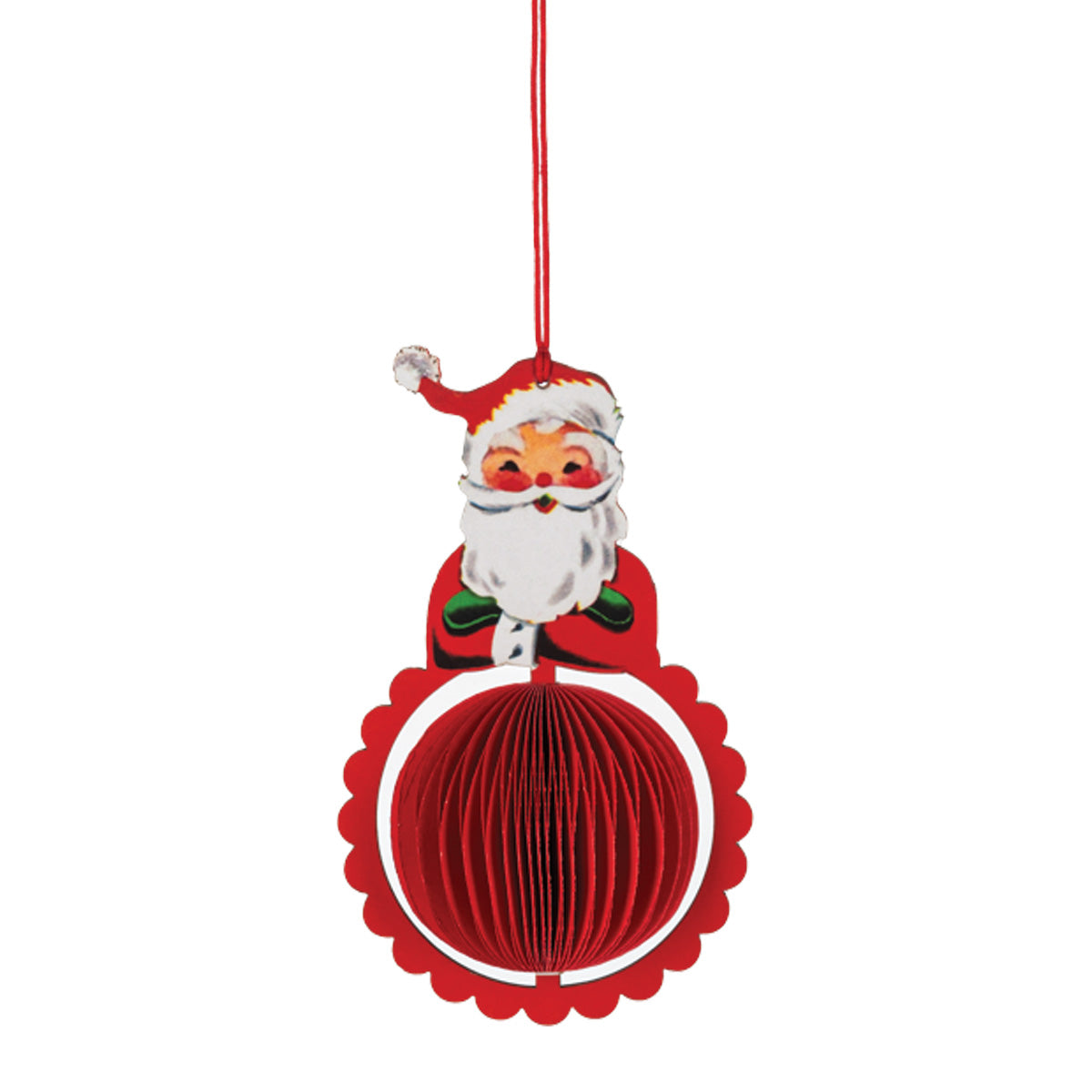 Vintage Honeycomb Tall Santa Ornament